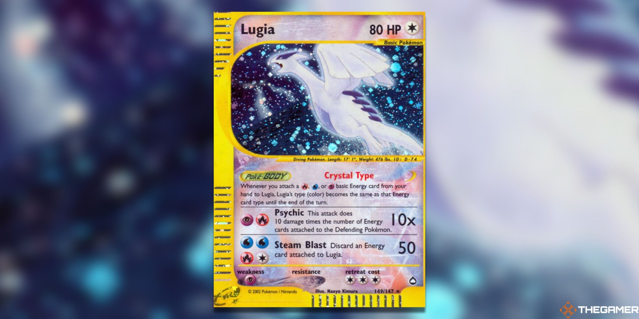 The Lugia Aquapolis Holo Rare from the Pokemon TCG.