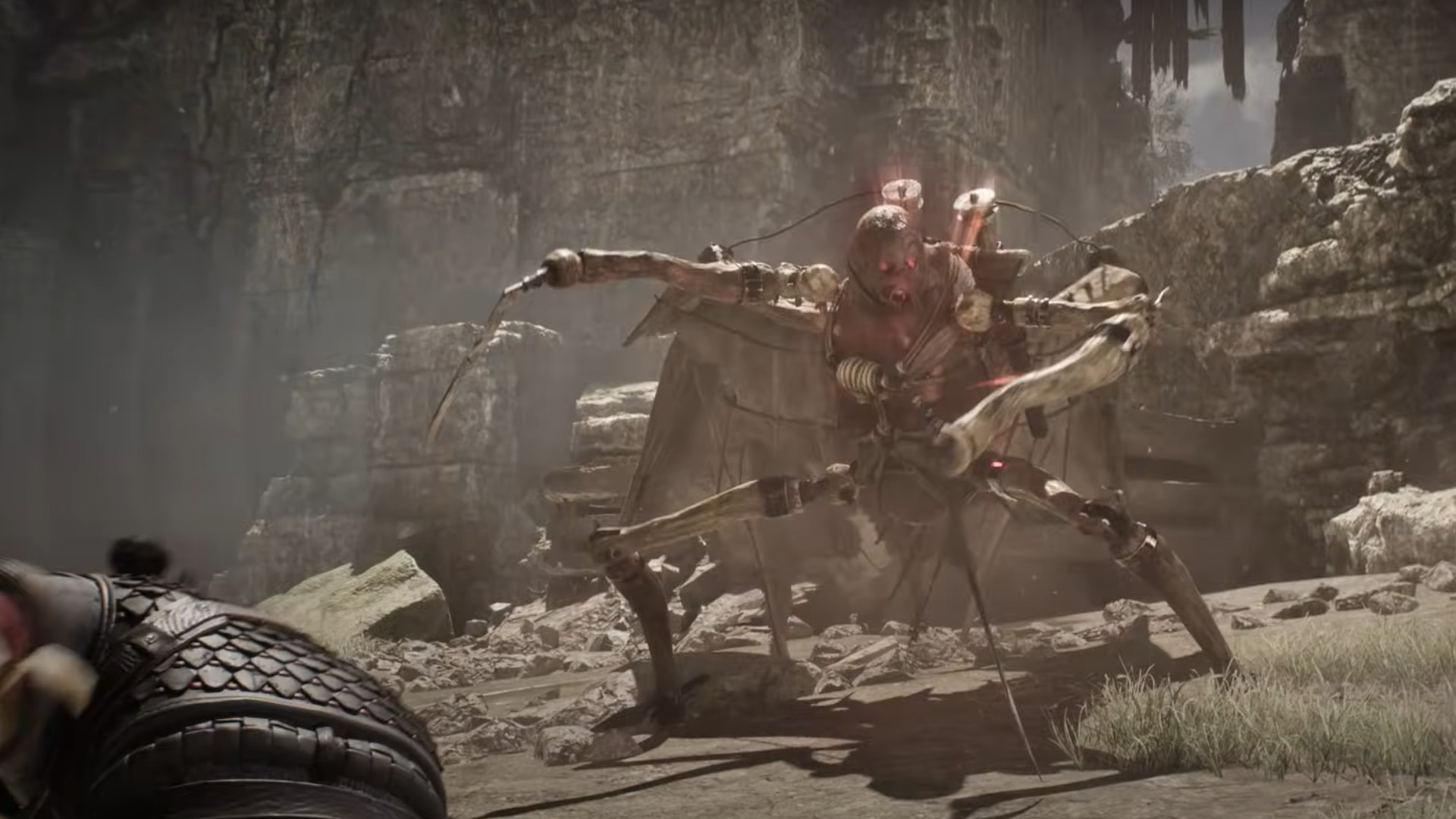 Coen fighting a monster during the day in the cinematic trailer for The Blood of Dawnwalker.