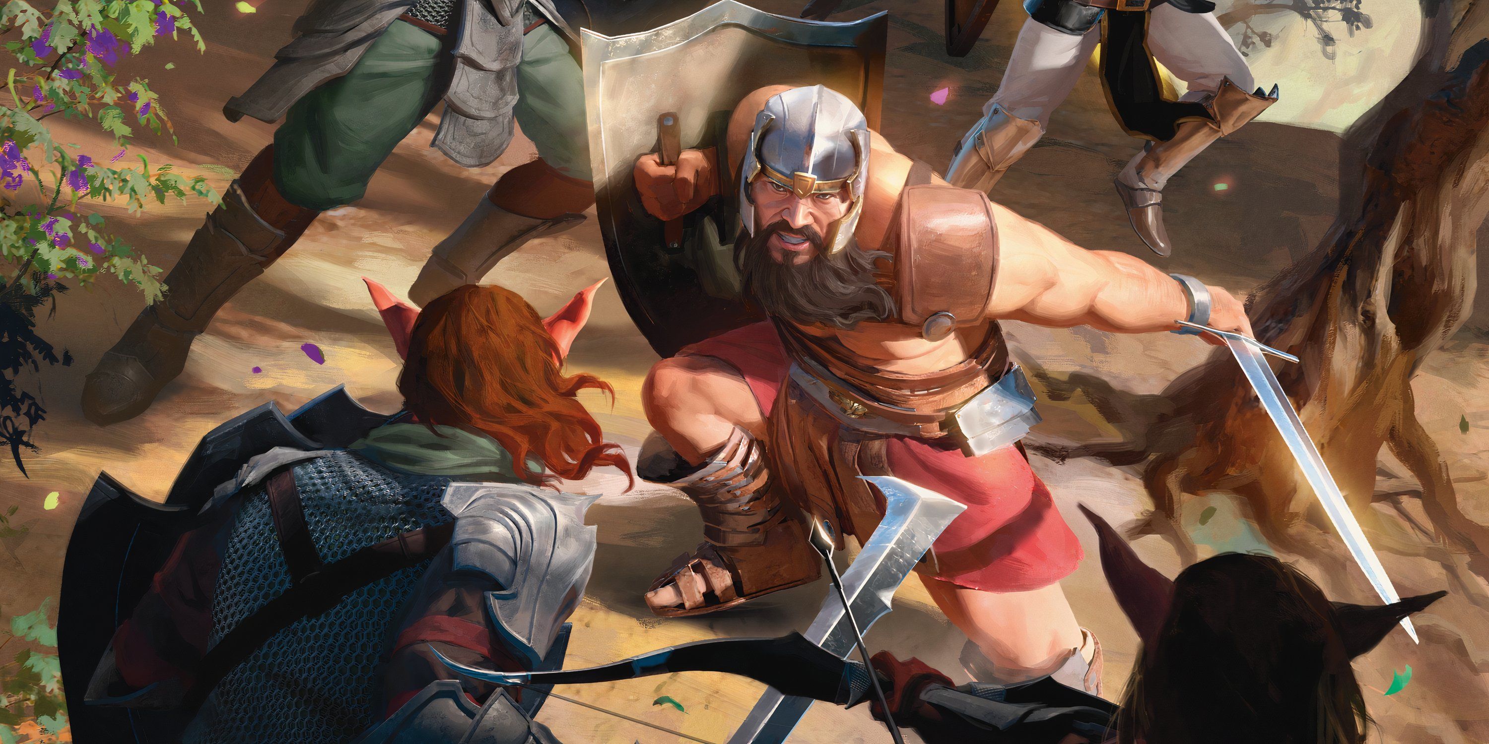 The Dungeons & Dragons 2025 Starter Set artwork with several characters fighting each other by Billy Christian.