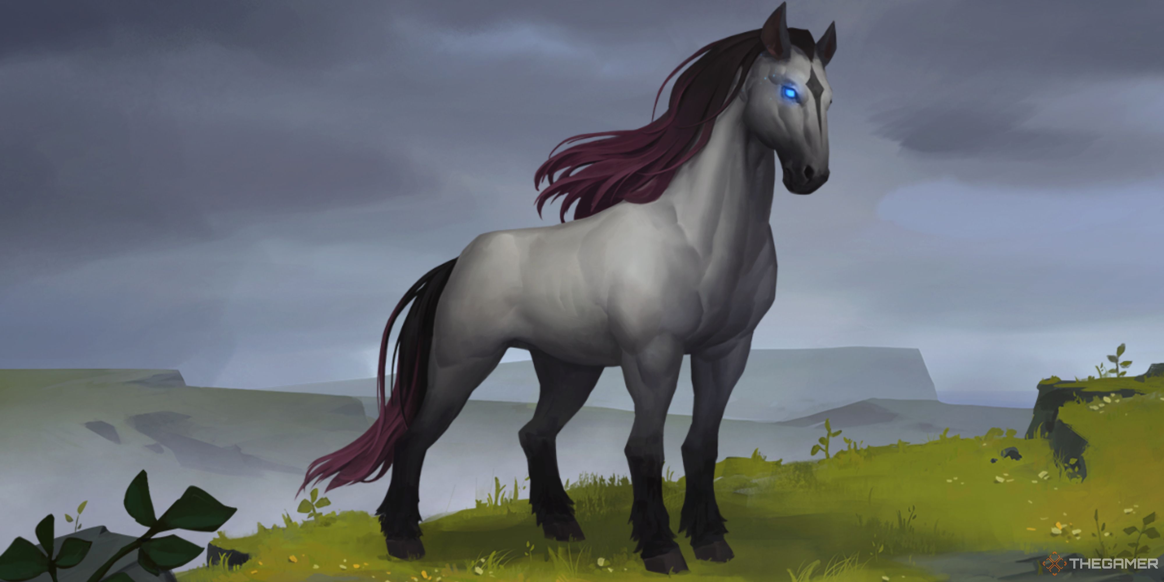 Northgard's Clan of the Horse splash art shows a horse with glowing eyes.