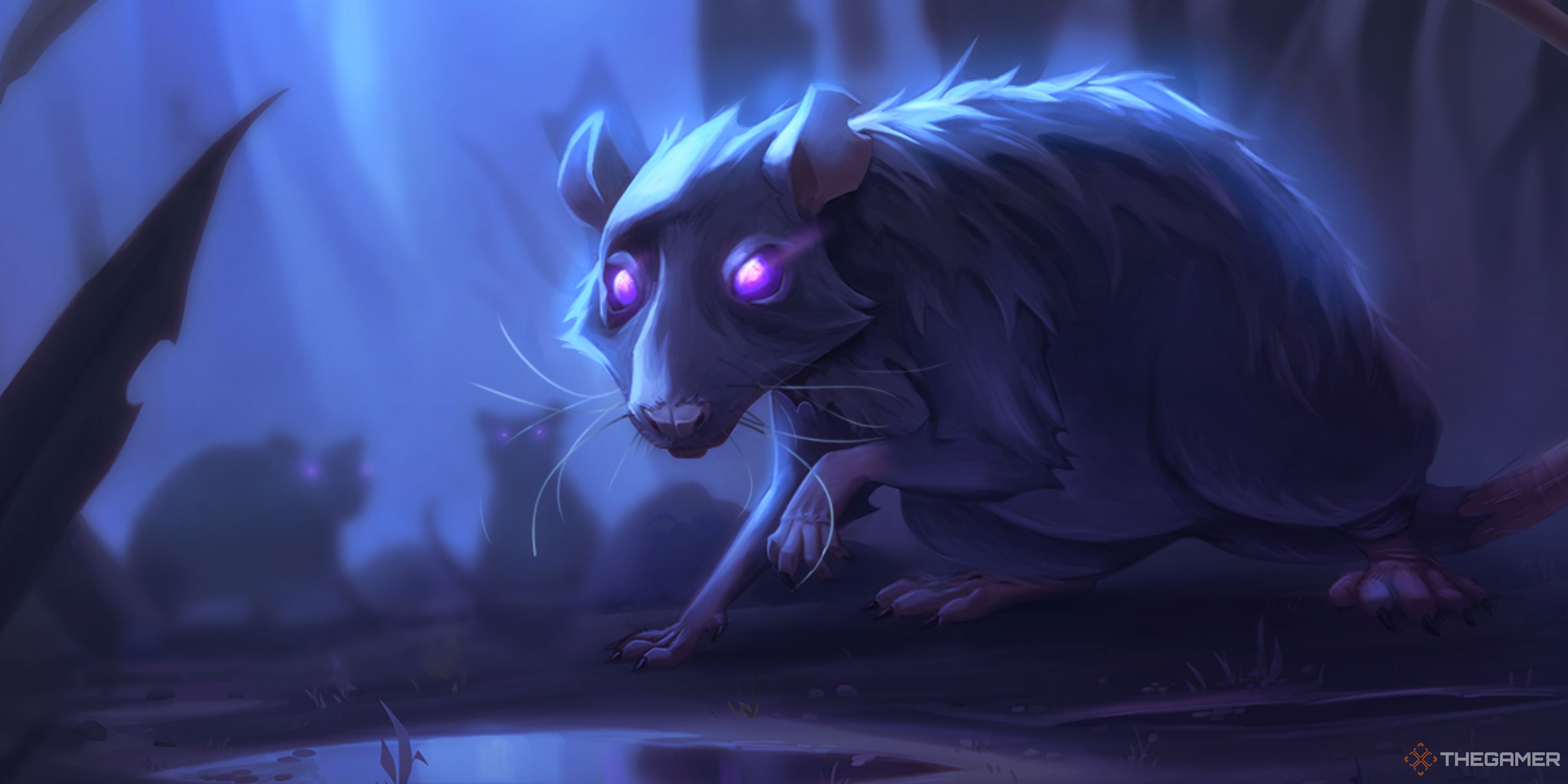 Northgard's Clan of the Rat splash art shows a rat with glowing eyes in the grass.