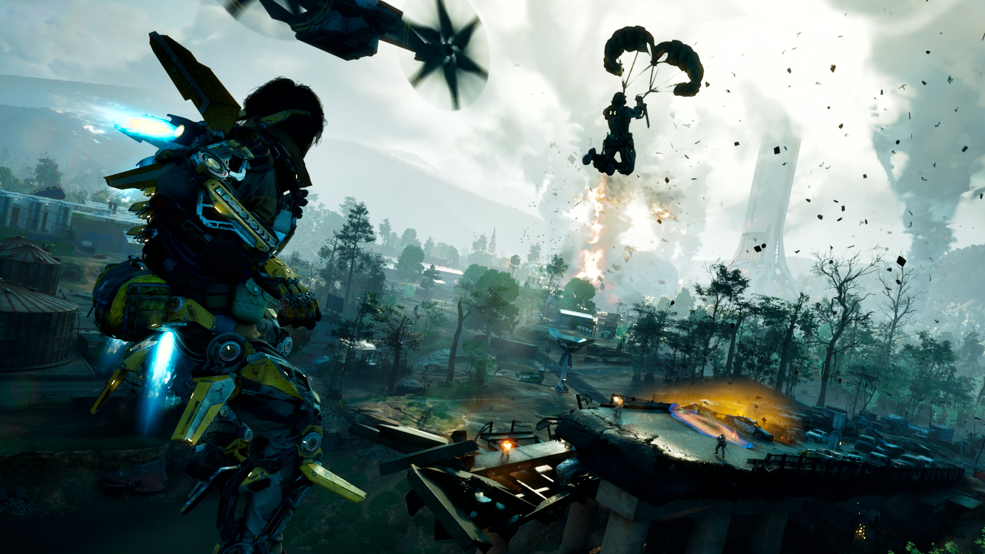 A Reborn parachuting in Exoborne.