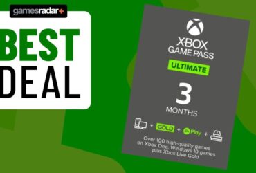 Image of the Ultimate Game Pass subscription imagery on top of a green GamesRadar+ background.