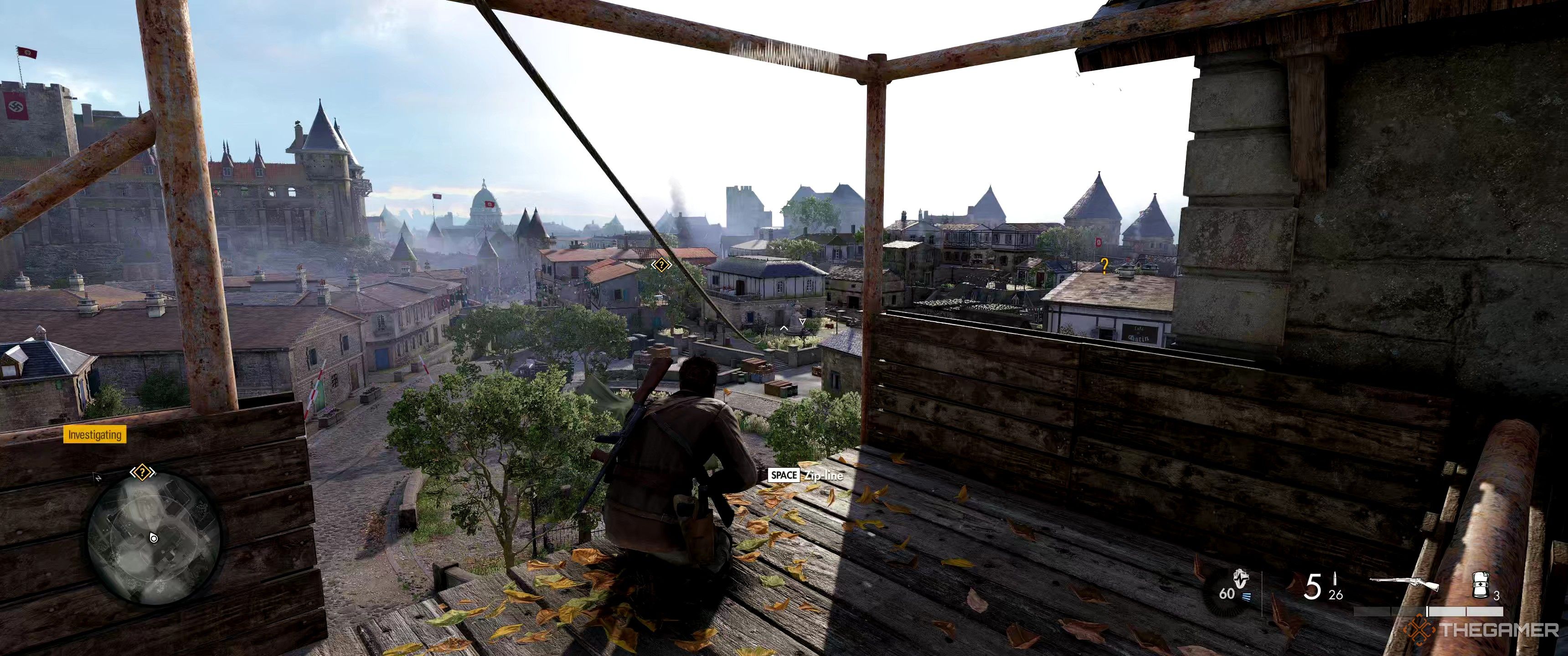 The zipline to Vertigo's apartment in Sniper Elite: Resistance.