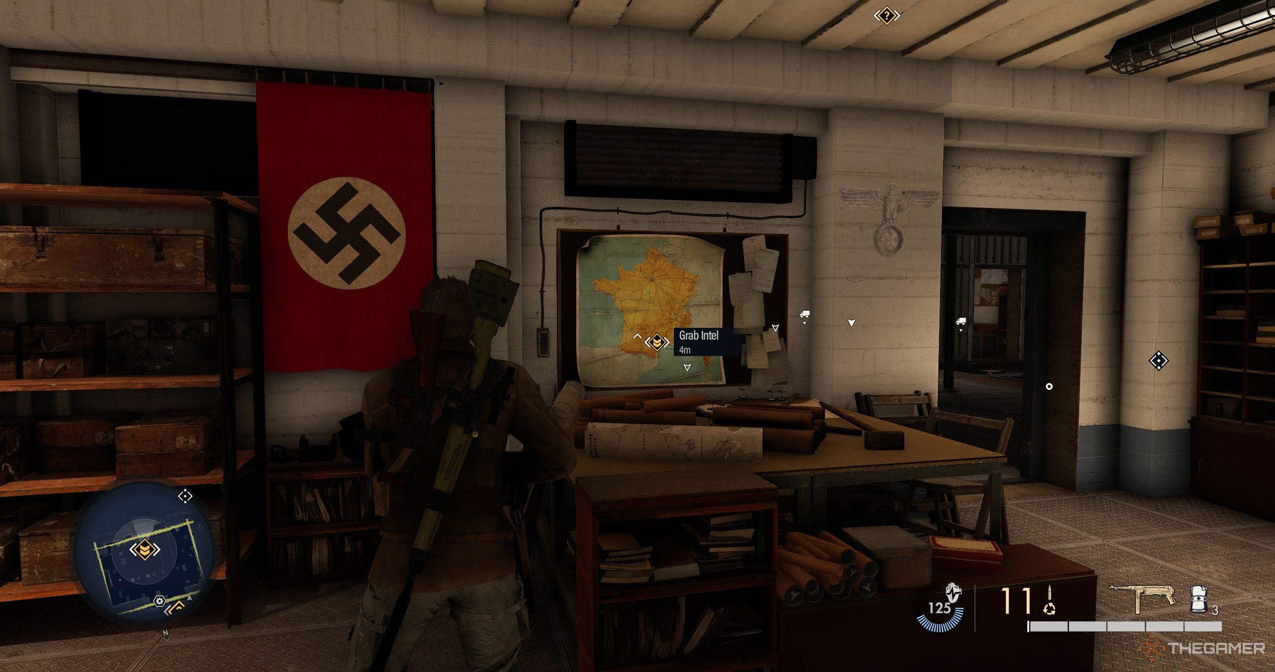 A player in Sniper Elite: Resistance completing an objective.