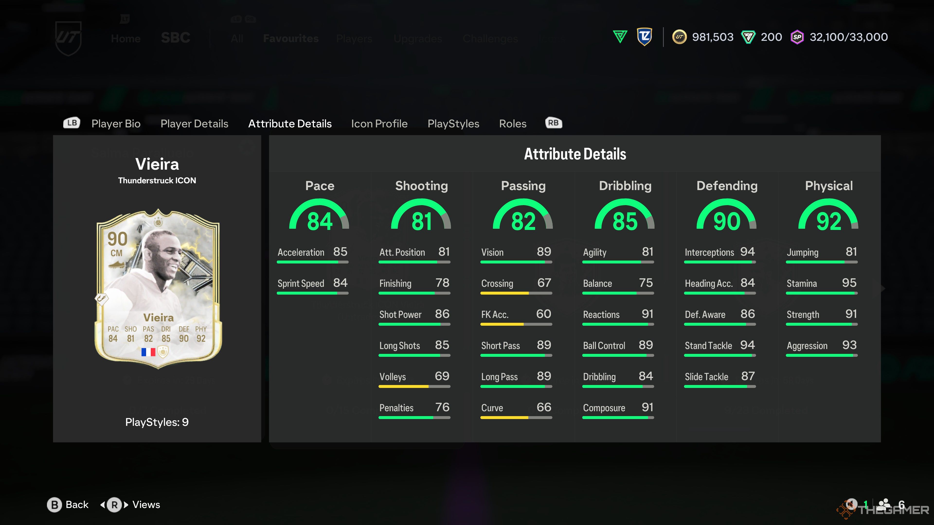 Thunderstruck Patrick Viera's attributes in EA Sports FC 25.