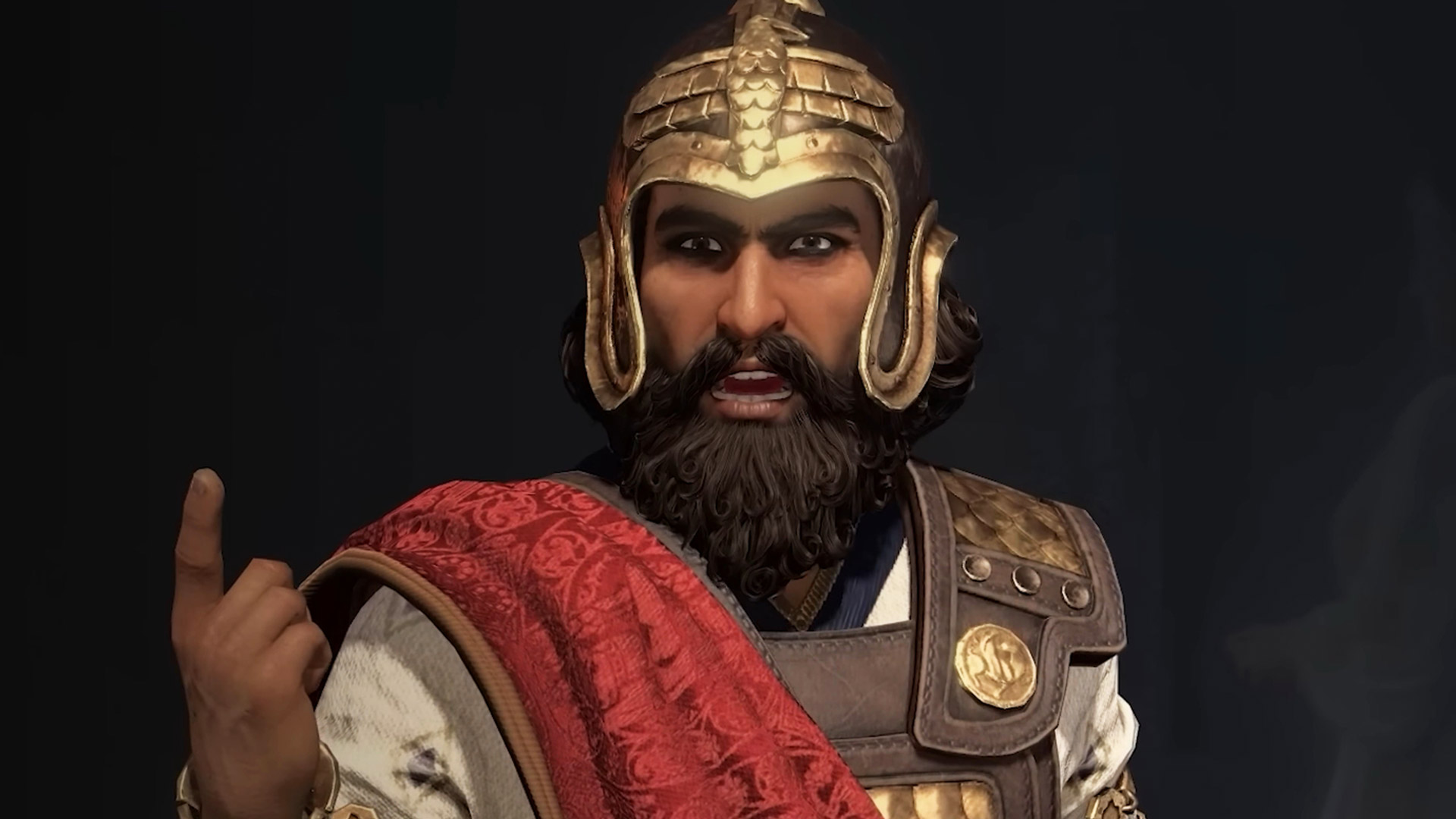 Civilization 7 leaders: the bearded Xerxes wearing a helmet