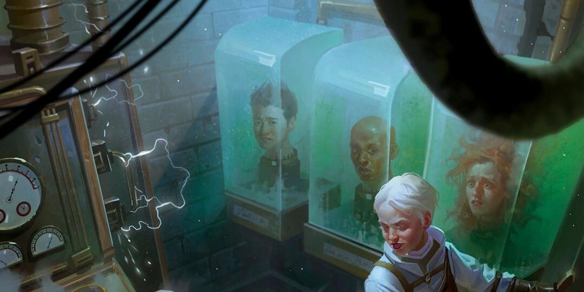 Van Richten's Guide To Ravenloft - Dr. Viktra in a laboratory with heads in jars.