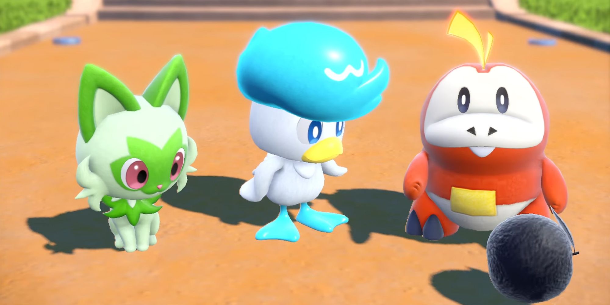 Sprigatito, Quaxly, and Fuecoco in Pokemon Scarlet & Violet