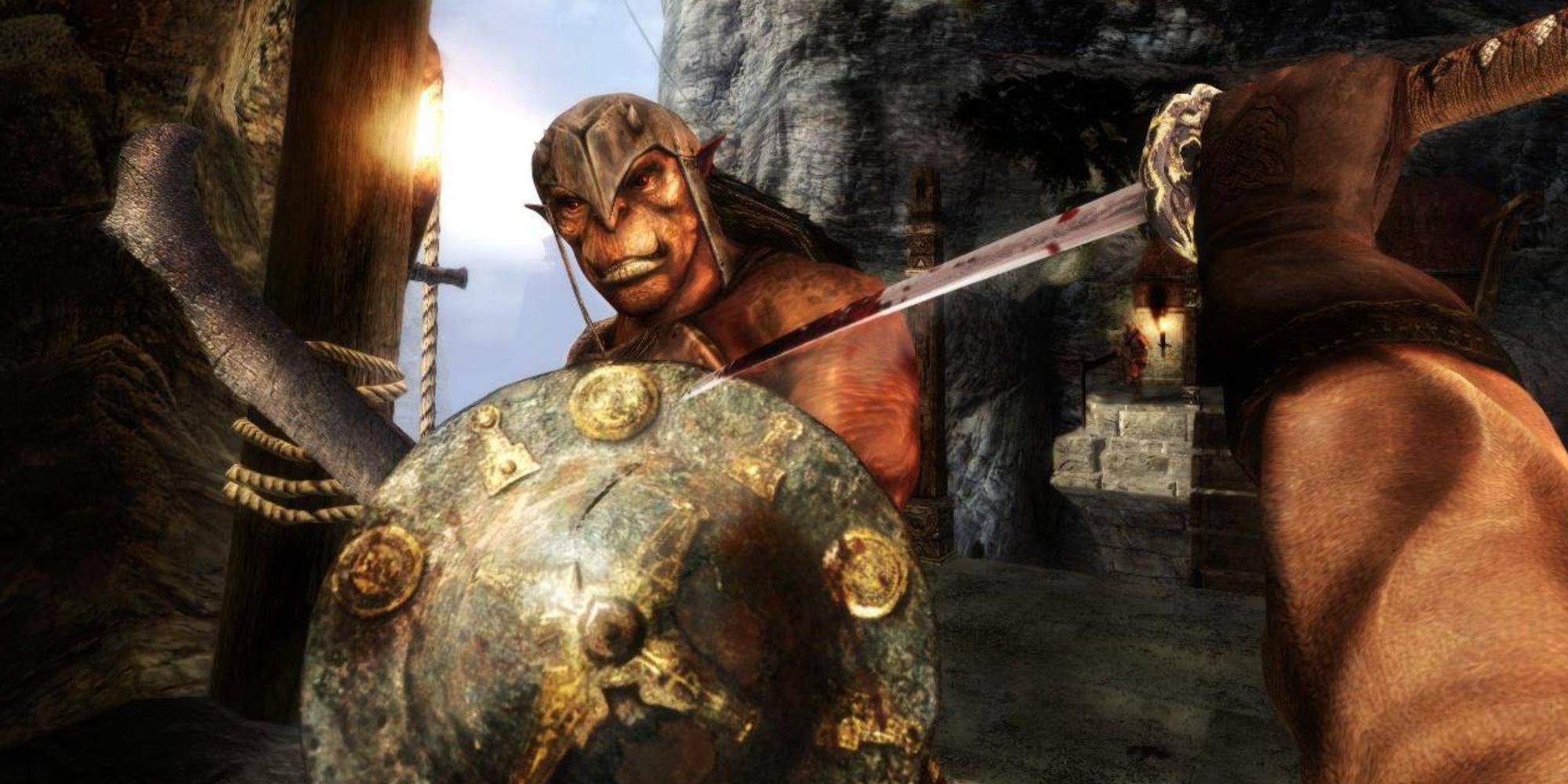 Stabbing an orc with a sword in Dark Messiah of Might and Magic