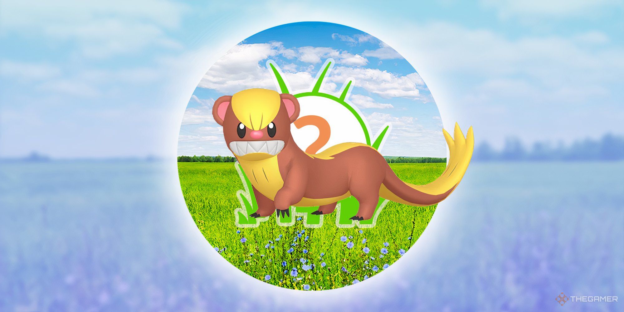 Image of Yungoos with the Pokemon Go wild encounter symbol behind.