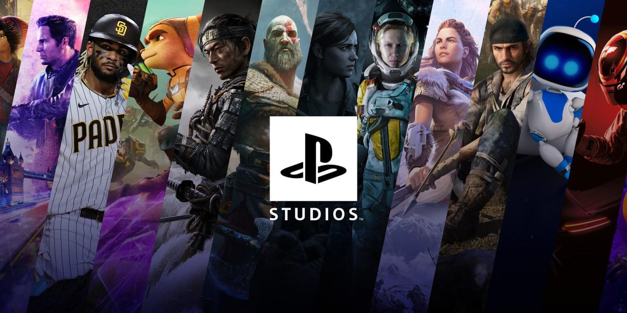 PlayStatioN Studios logo in front of multiple game characters