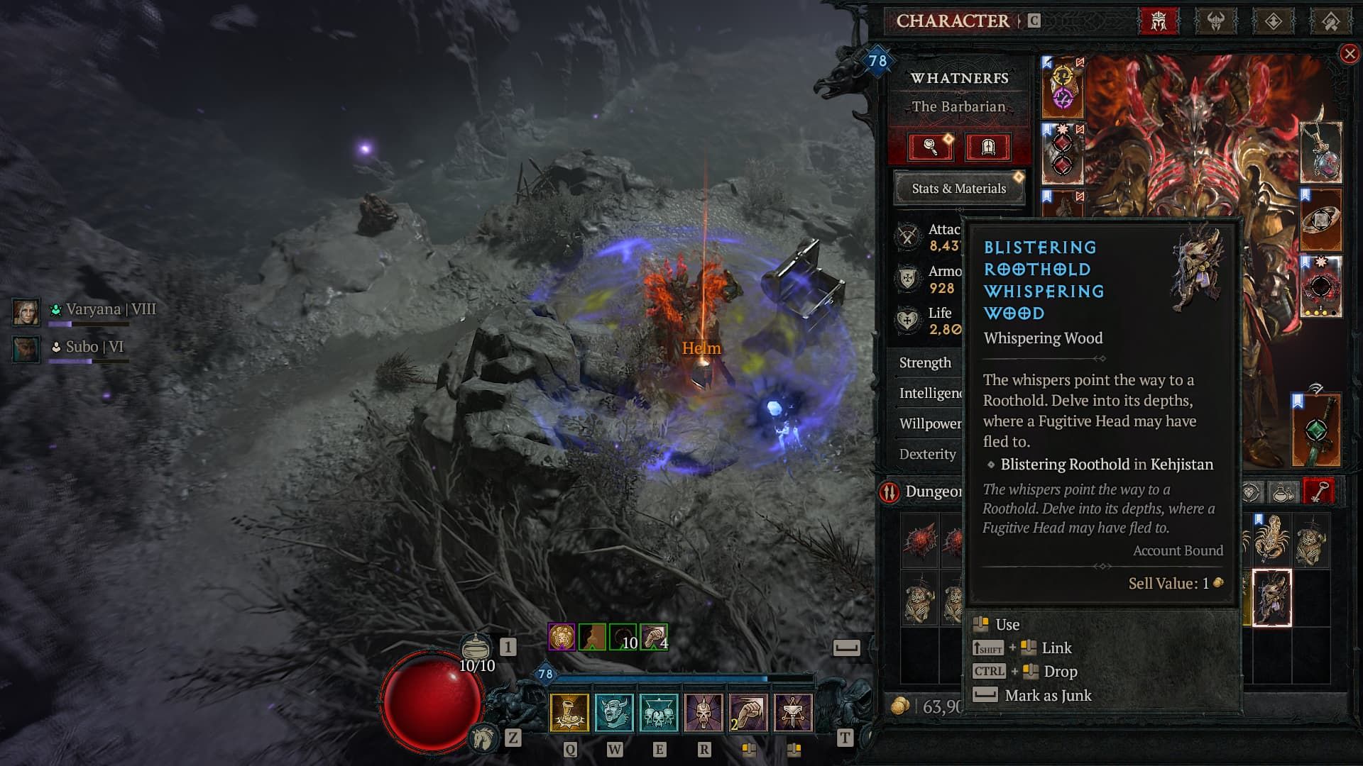 A Roothold Dungeon Key in Diablo 4