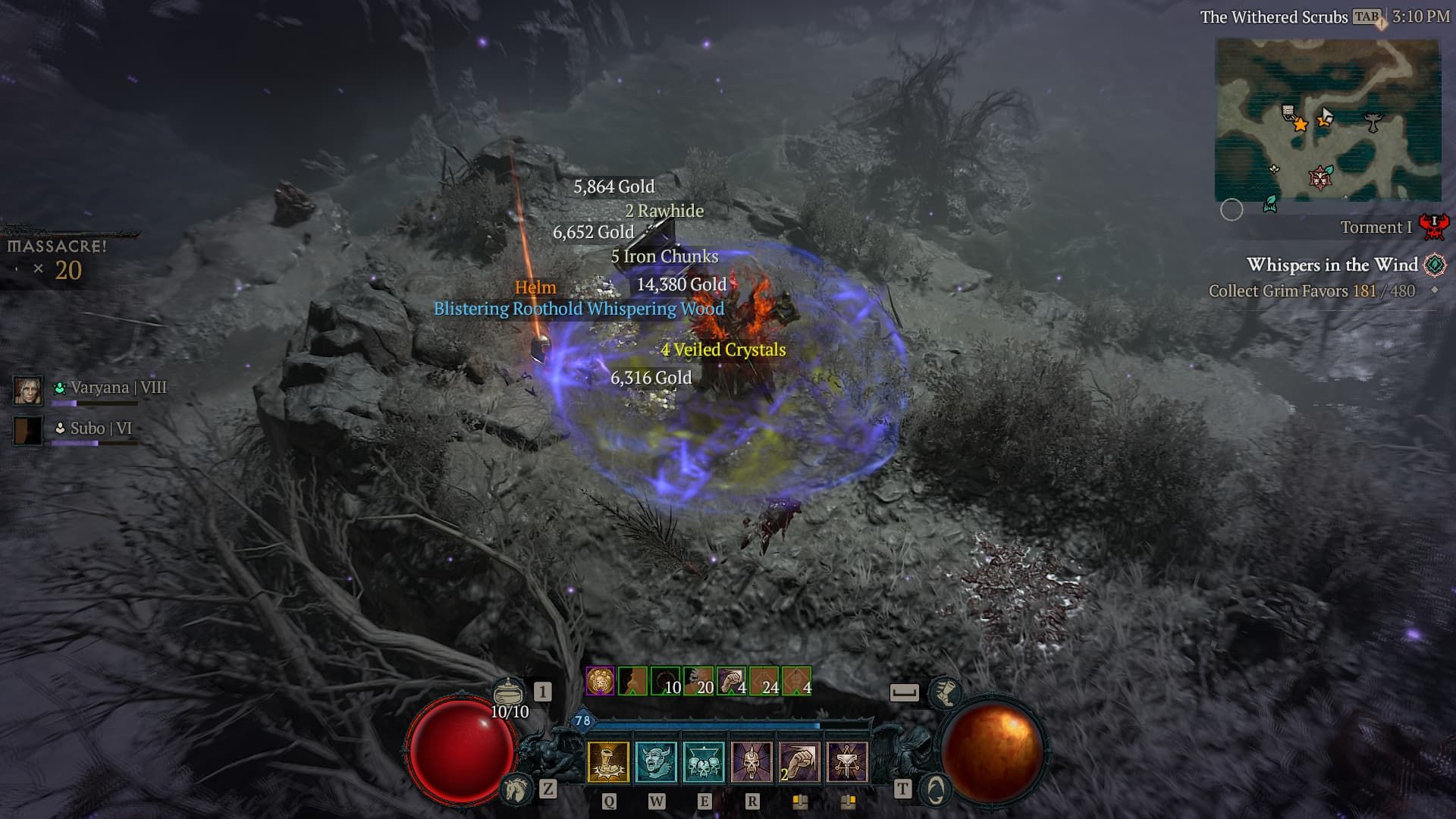 A Whispering Wood drop from a Silent Chest in Diablo 4