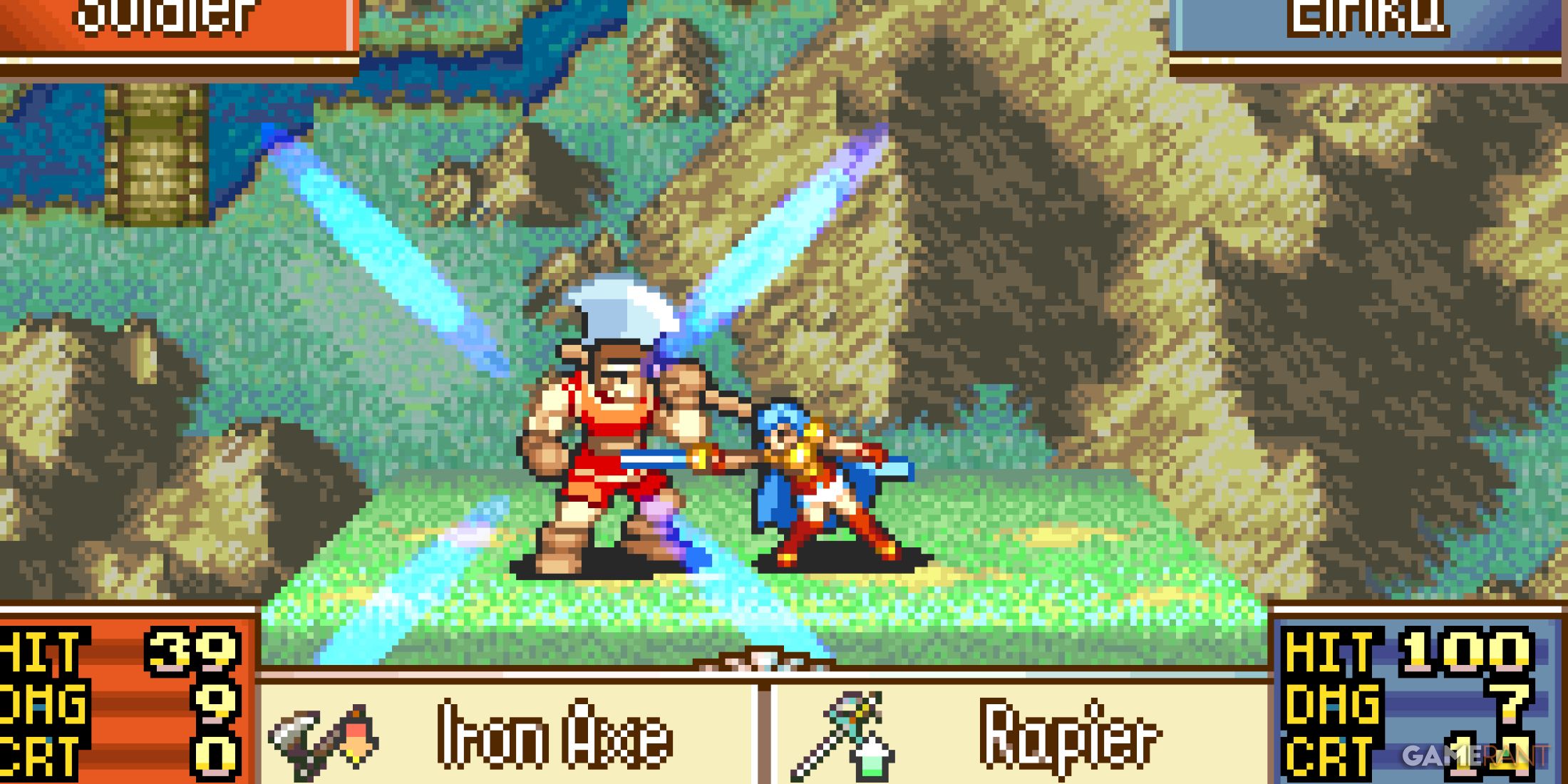 A combat in Fire Emblem Sacred Stones