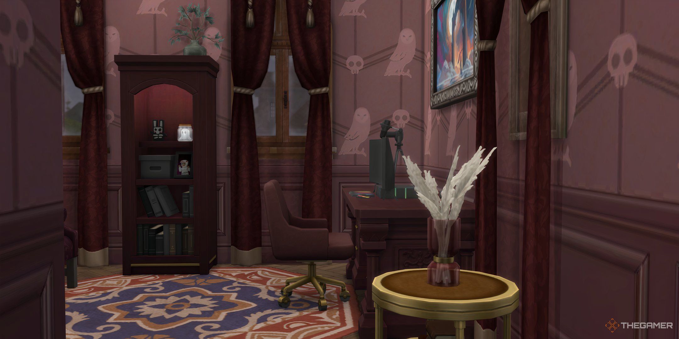 The Sims 4 Life And Death Office With Desk Chair Bookshelf Plants.