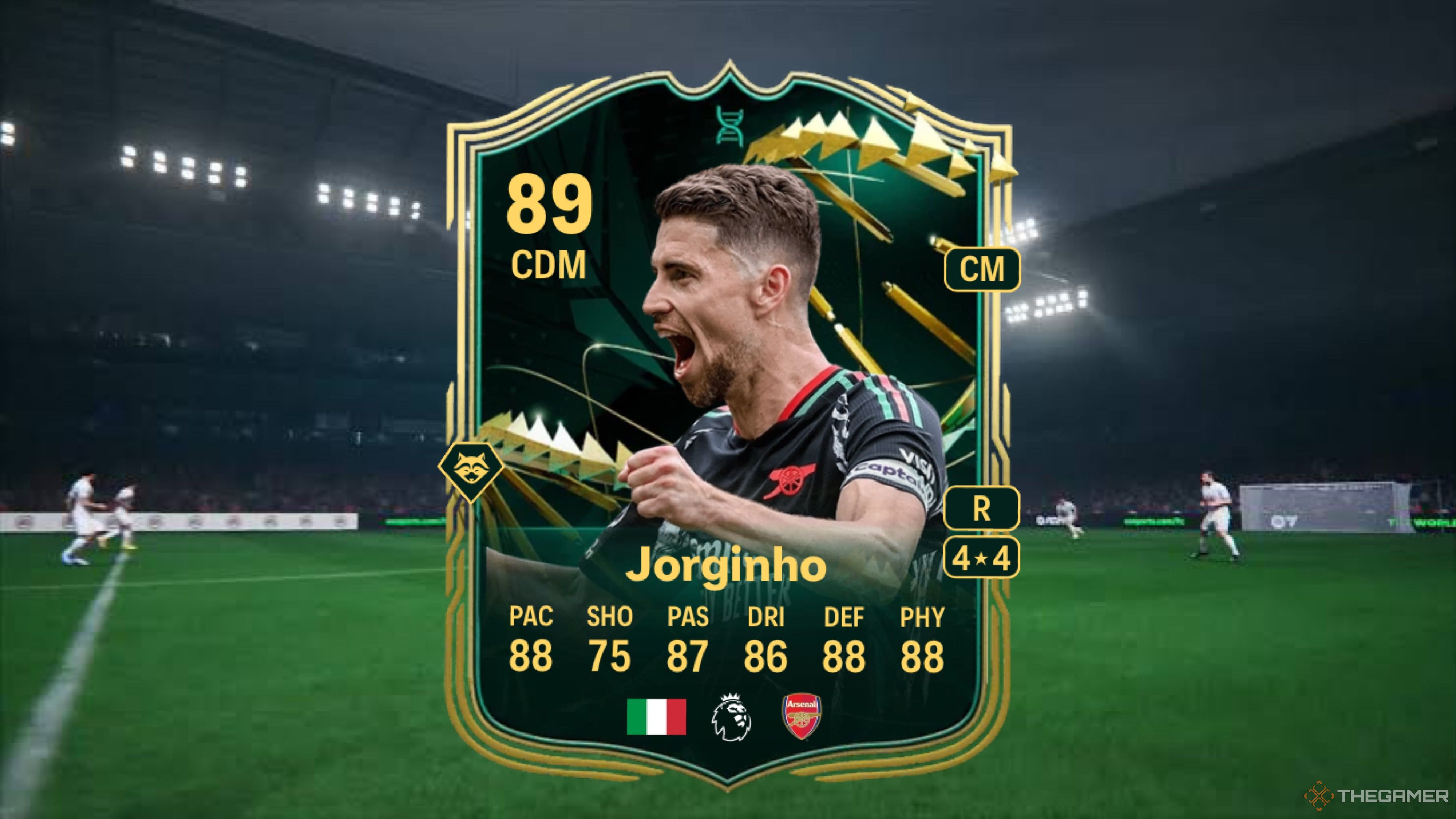 Image showing Jorginho card against a faded pitch background.