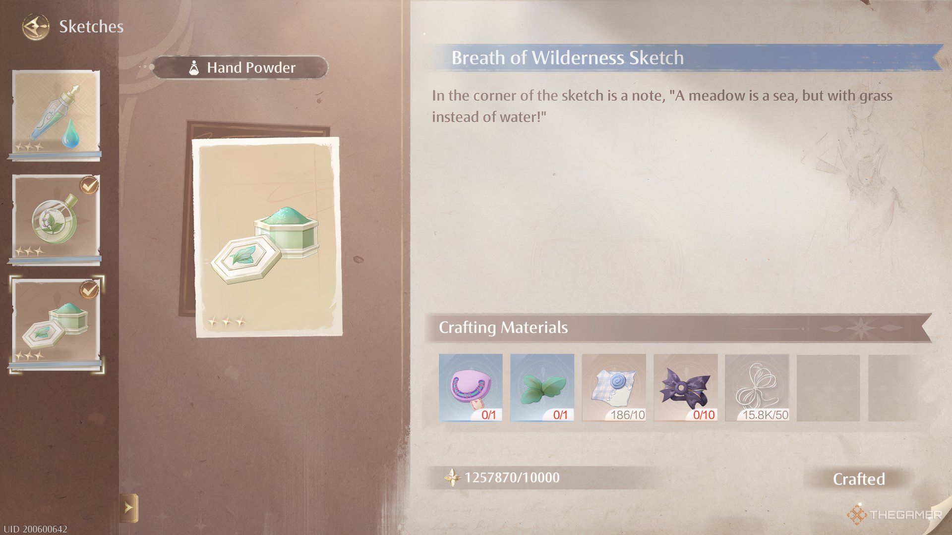 Breath of Wilderness Sketch is shown in Infinity Nikki.