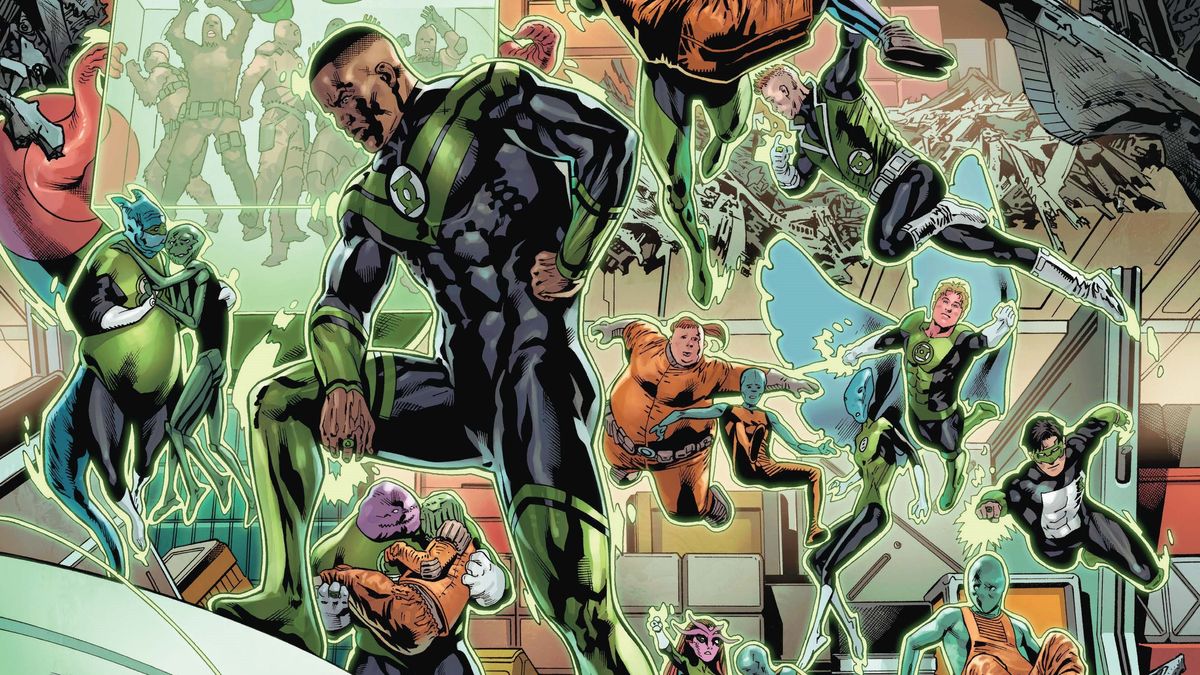 John Stewart and the members of the Green Lantern Corps.