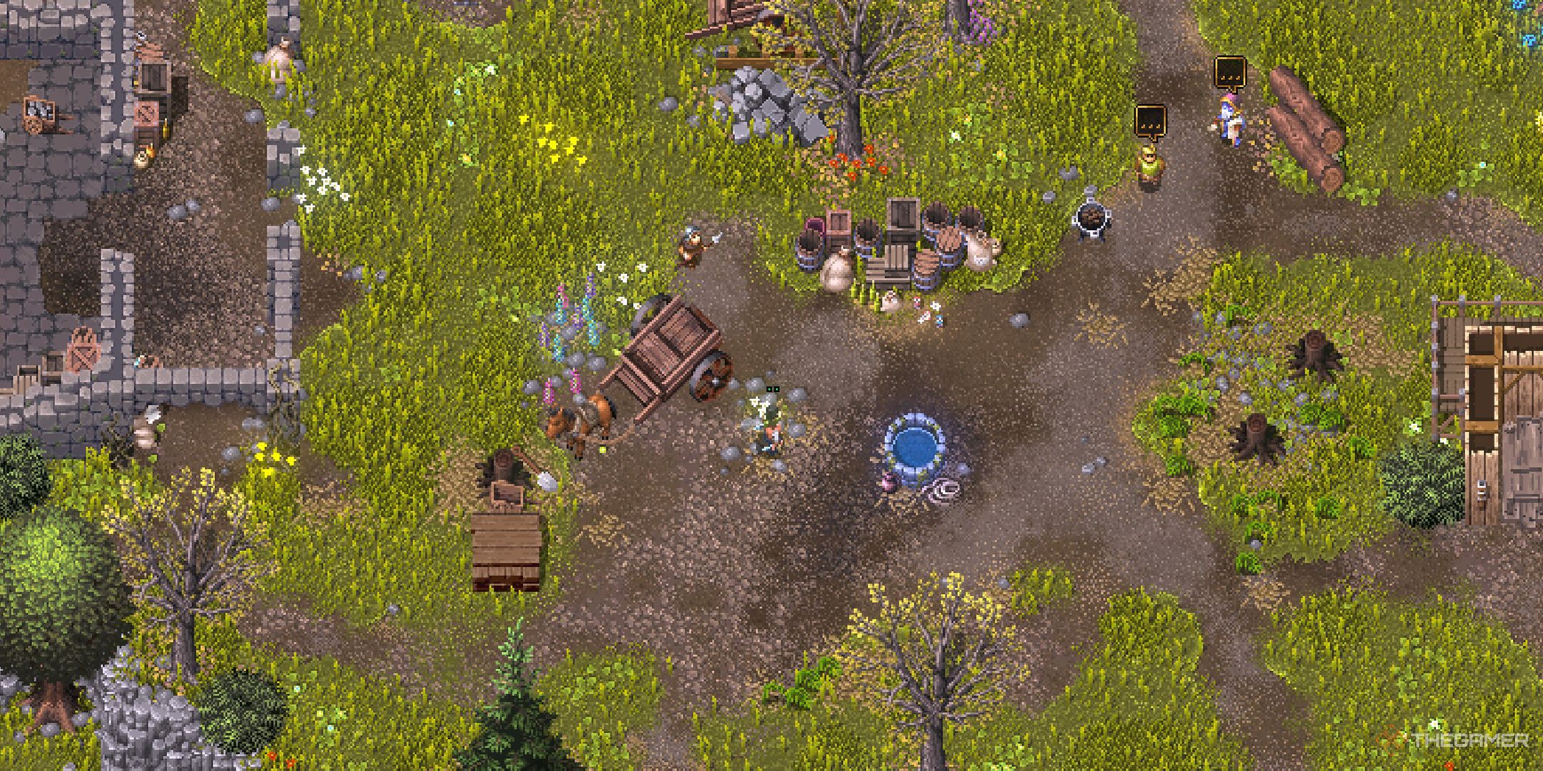 The player standing near the well in town in Heroes of Hammerwatch 2.