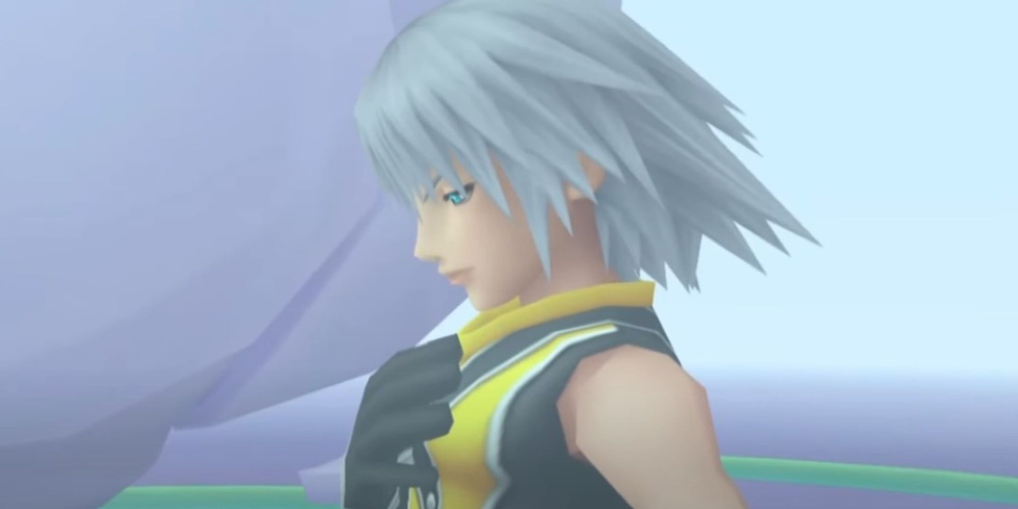 Side view of Riku with his hand on his heart in Kingdom Hearts Chain of Memories