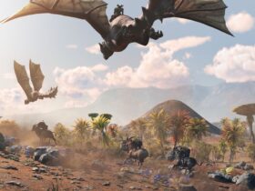 Light No Fire screenshot showing a desert biome and flying dragon mounts