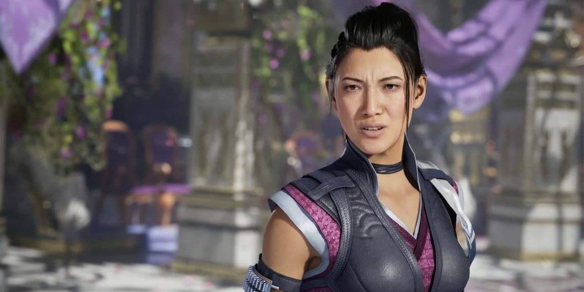 Li Mei in Mortal Kombat 1, standing in gardens with a displeased expression.