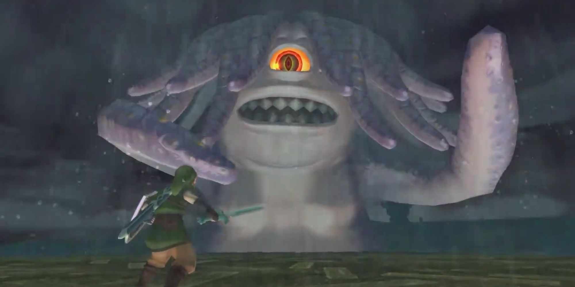 Link encounters Tentalus, the monster who was attacking the Sandship.