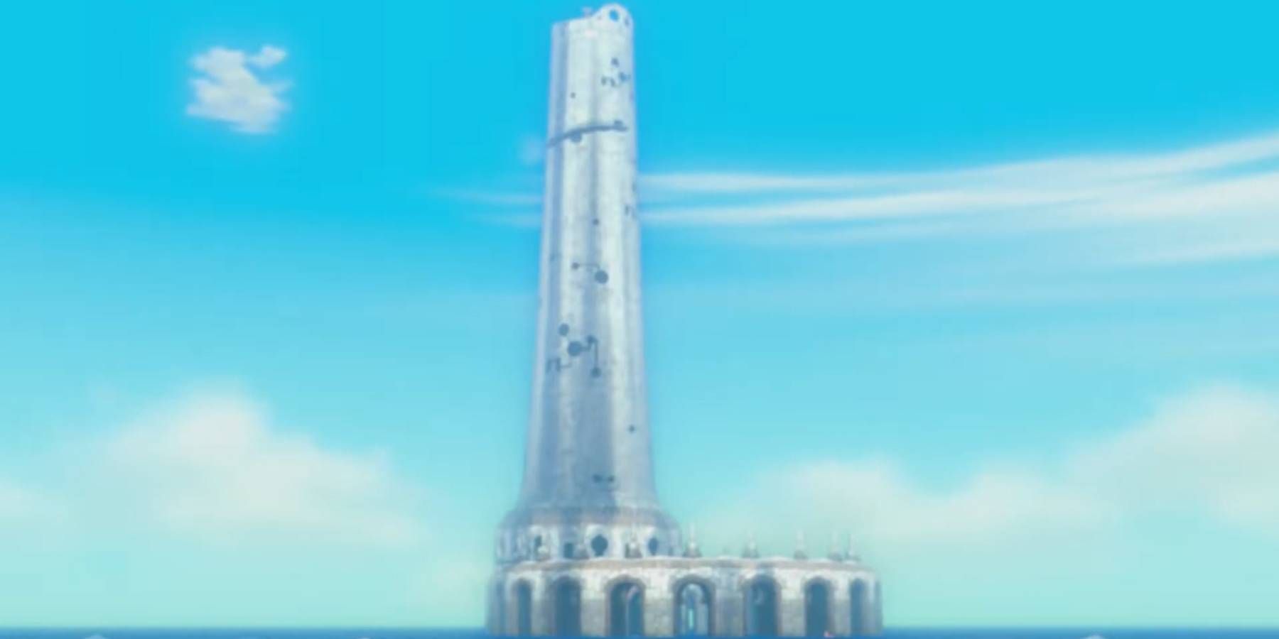 The Tower of the Gods rising from the sea in The Legend of Zelda: The Wind Waker