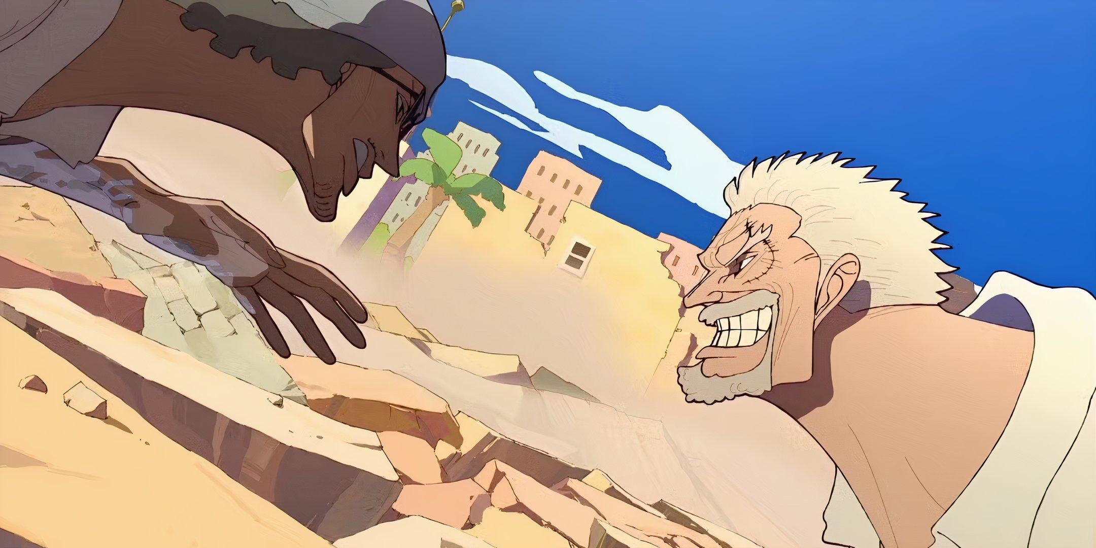 An image of Monkey D. Garp and Kuzan facing each other.