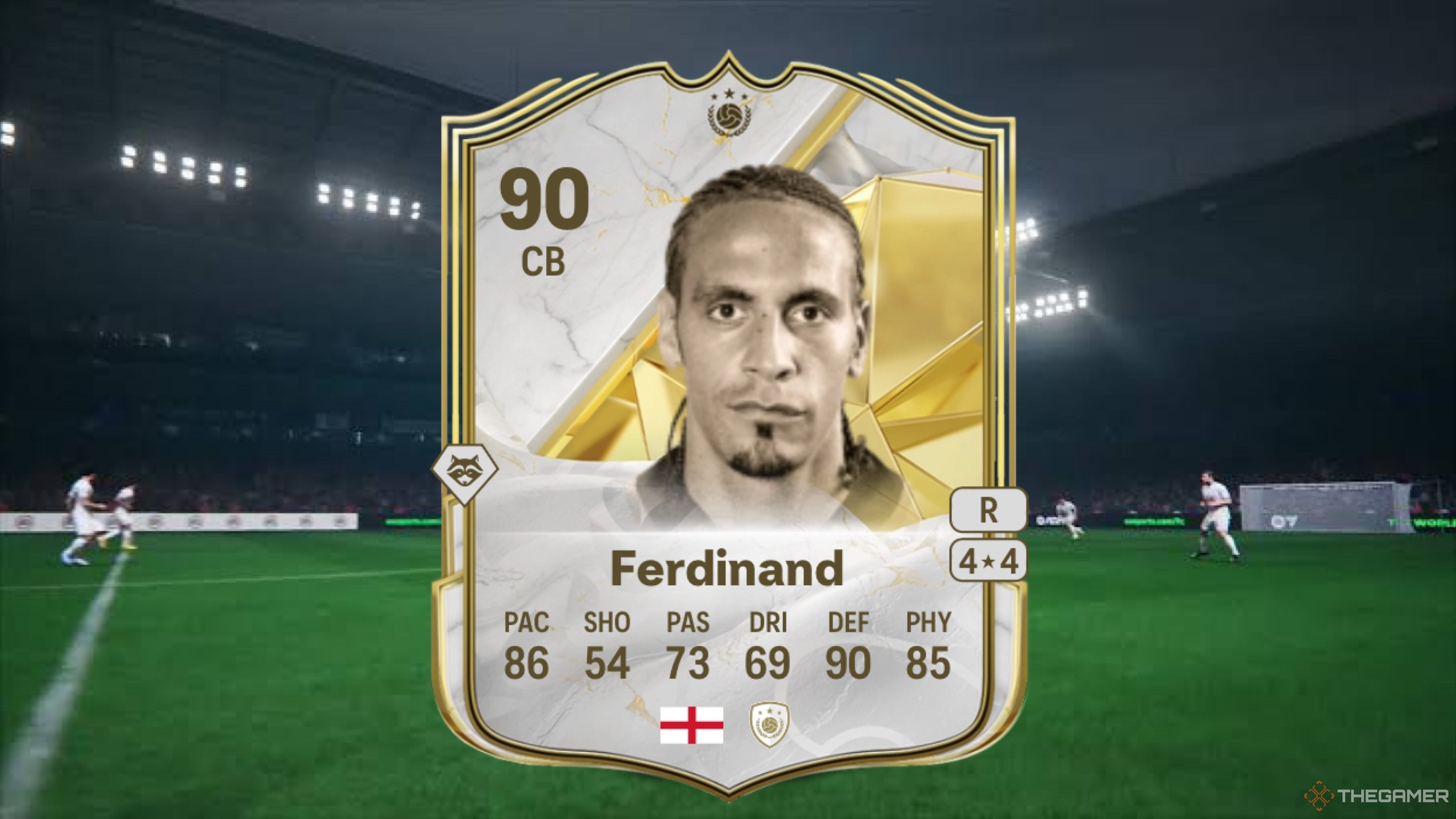 Image showing Ferdinand card against a faded pitch background.