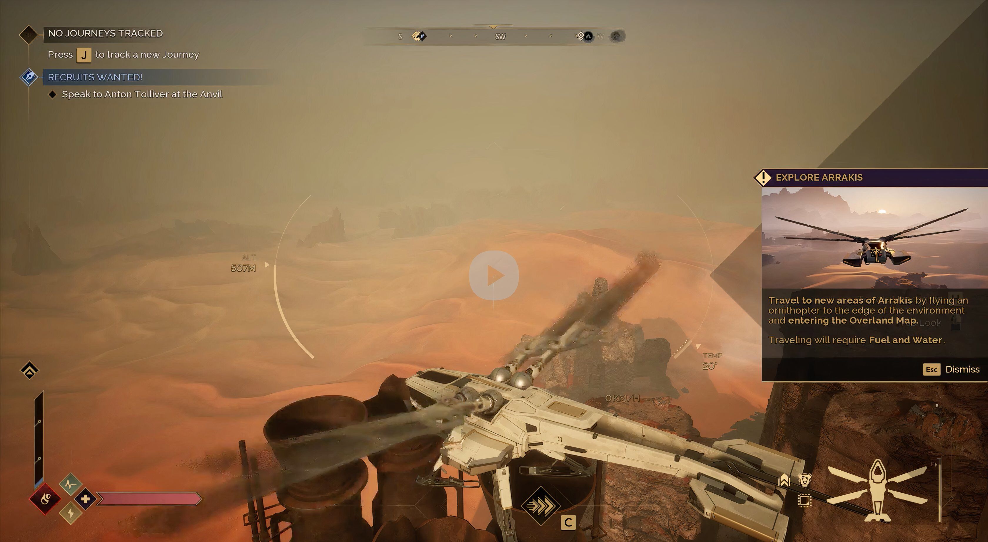 An Ornithopter flying in Dune: Awakening.