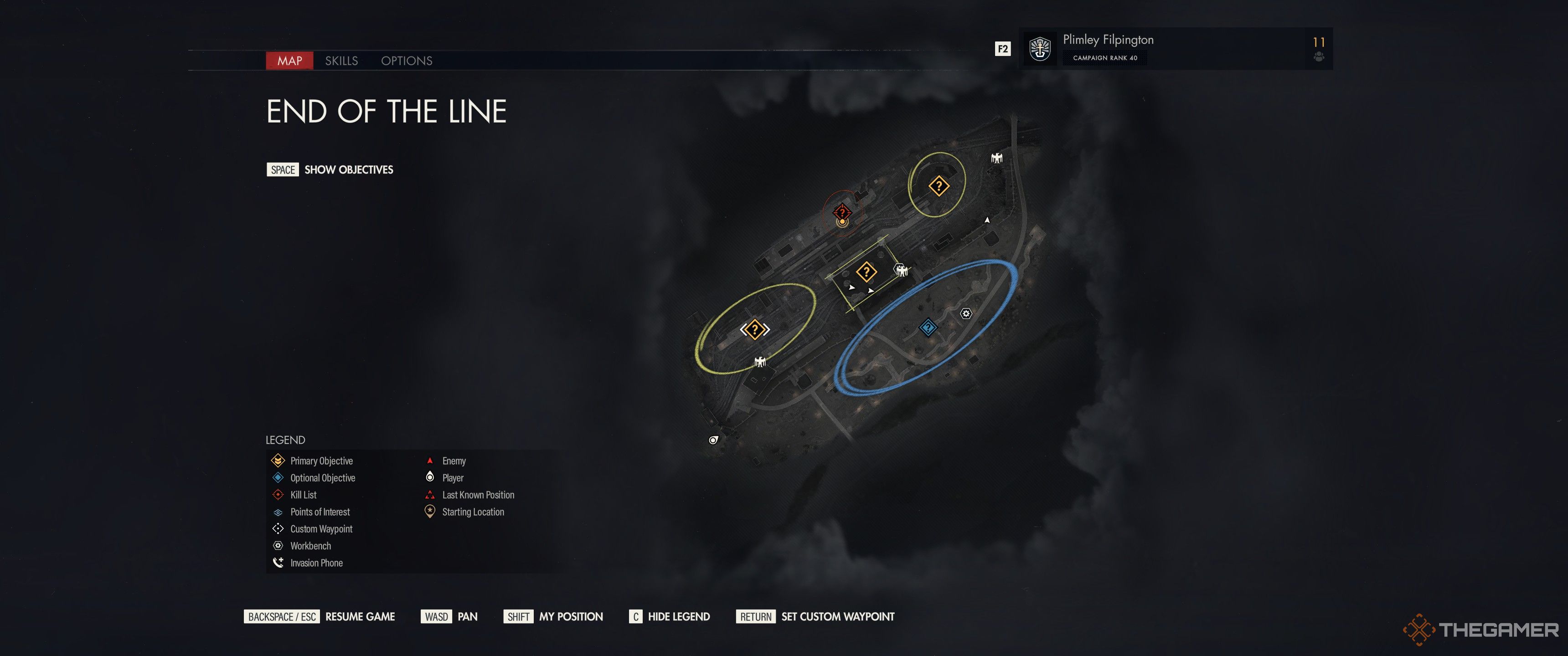 The map of Sniper Elite: Resistance's End of the Line.