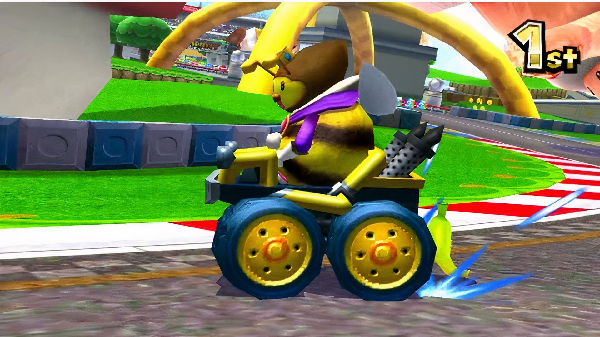 Honey Queen wins a race in Mario Kart 7.