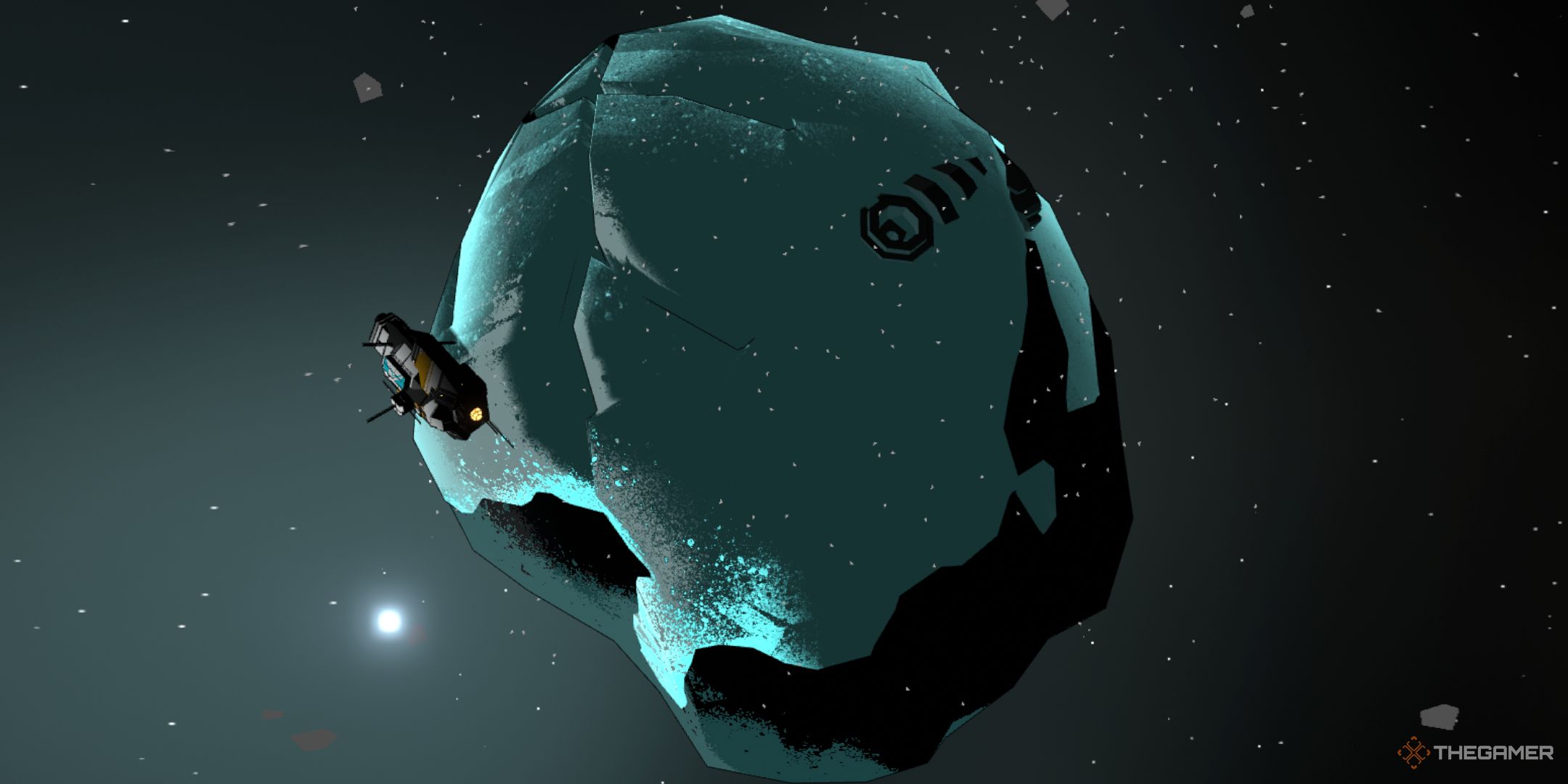 Citizen Sleeper 2. The Ice Rich Asteroid viewed from afar.