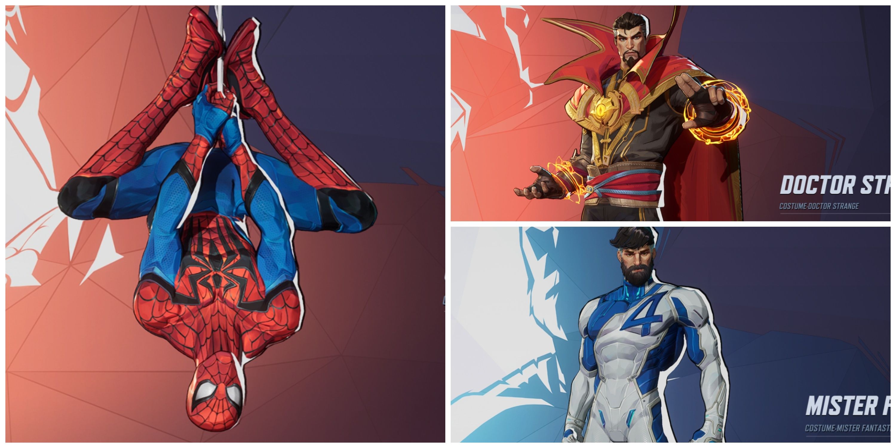 spider-man, mister fantastic, doctor strange in marvel rivals