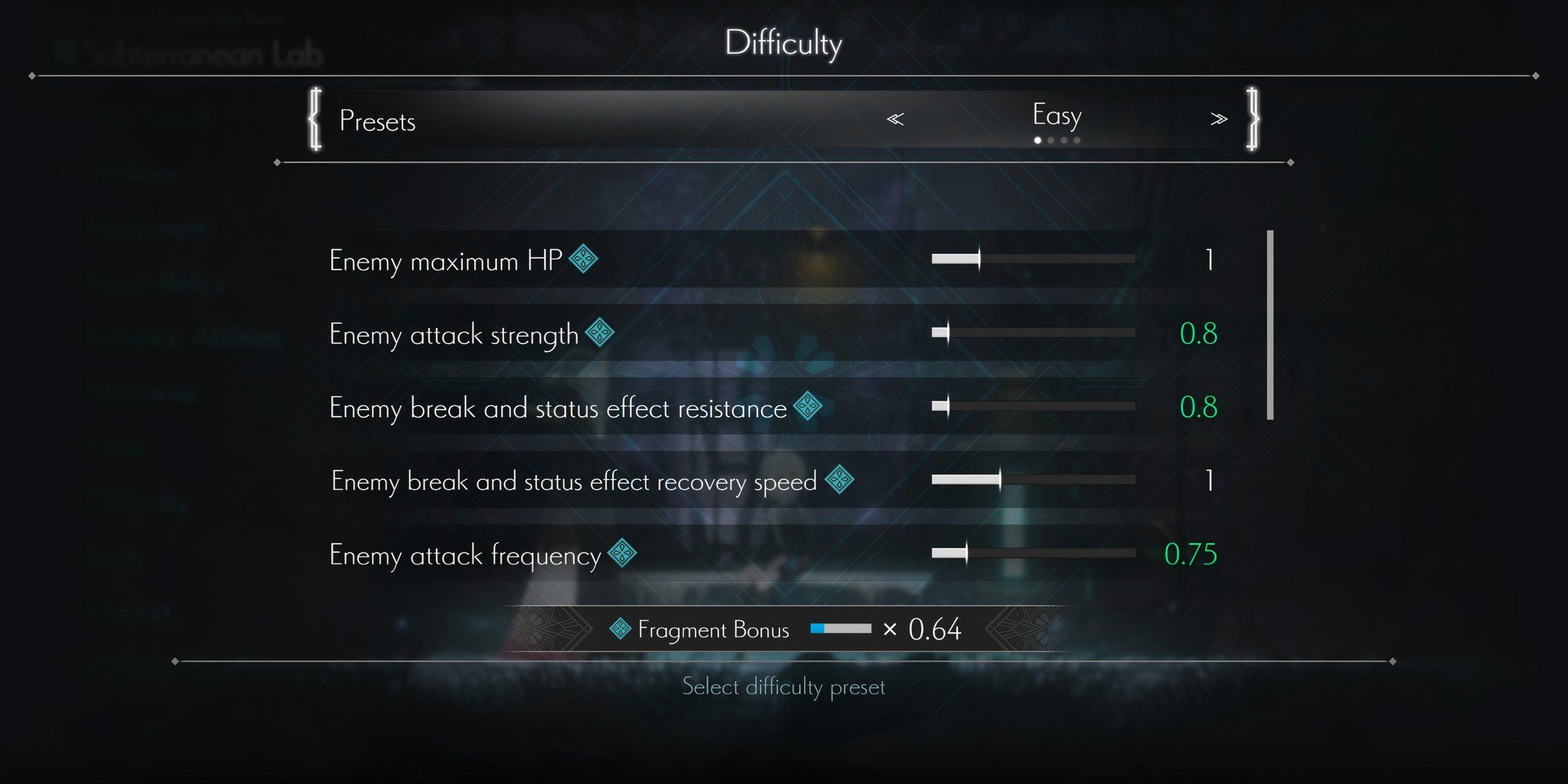 The difficulty menu in Ender Magnolia Bloom in the Mist