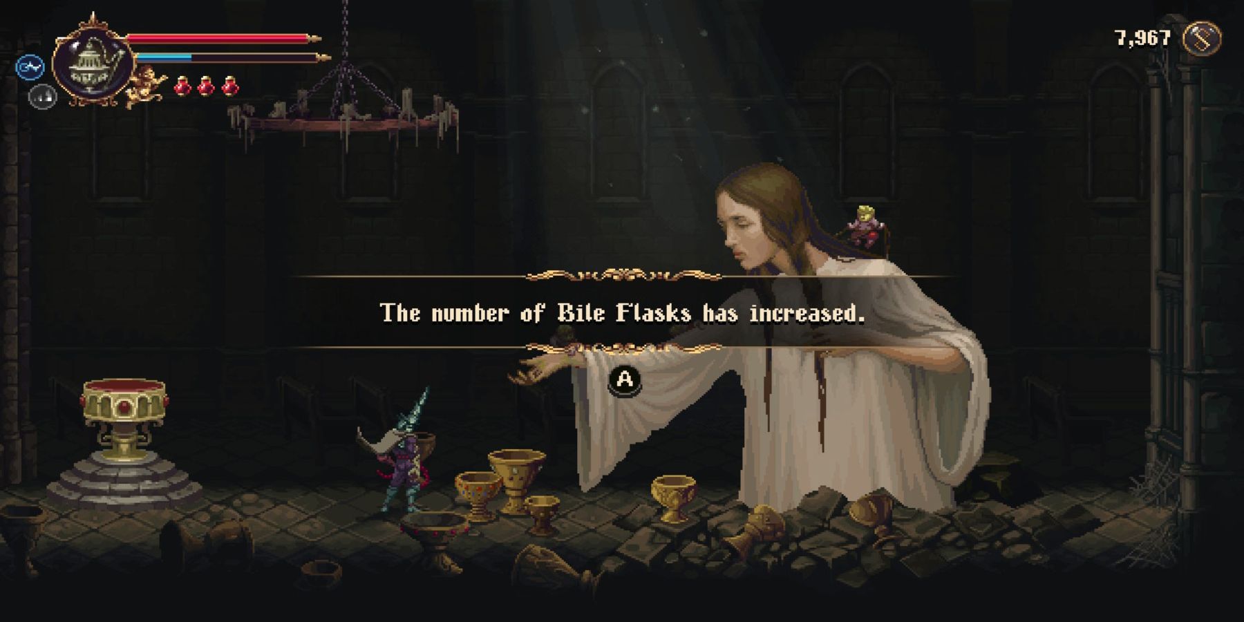 bile flasks increase carry more health blasphemous 2