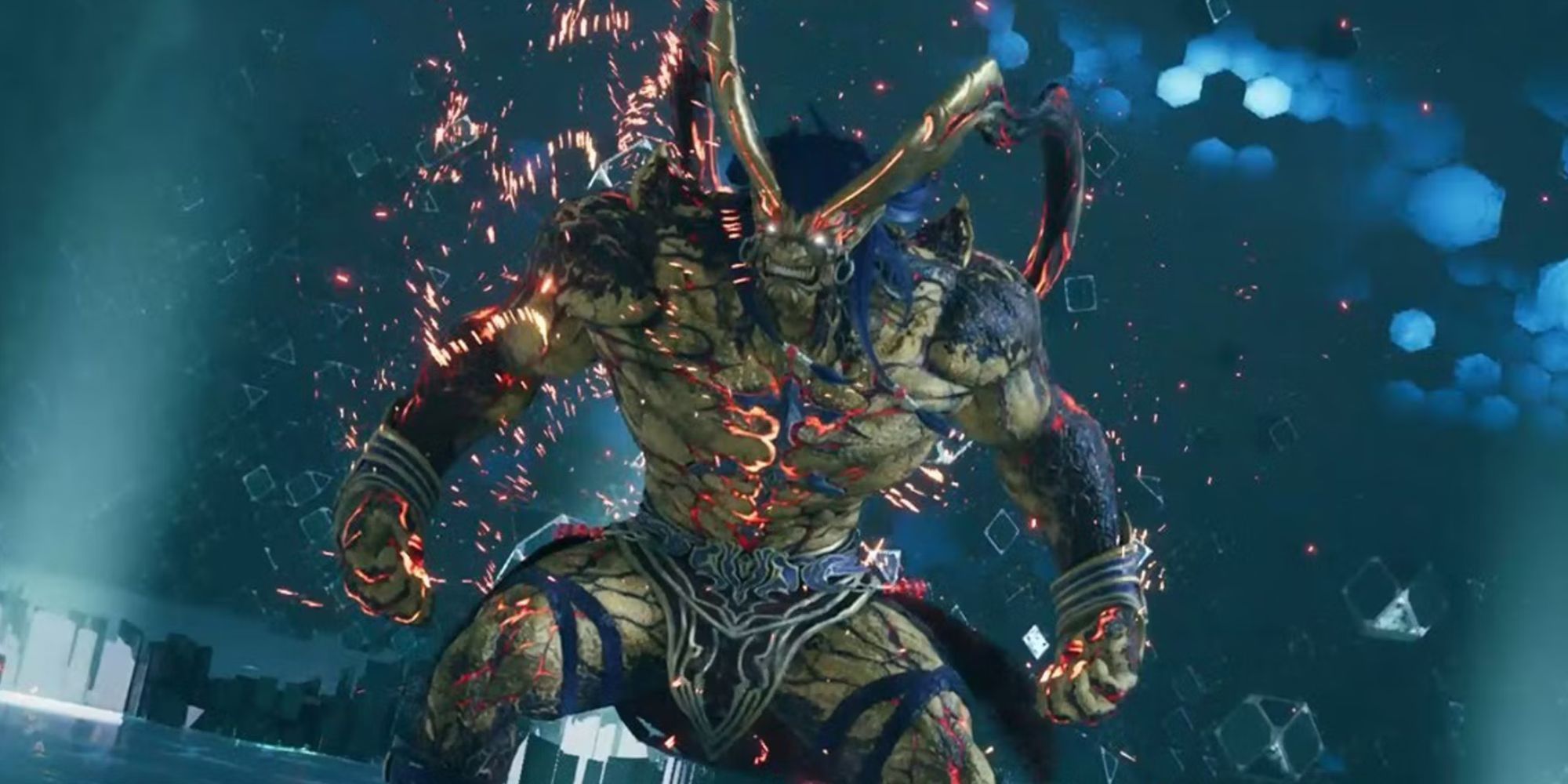 An image of Ifrit covered in embers in Final Fantasy 7 Rebirth.