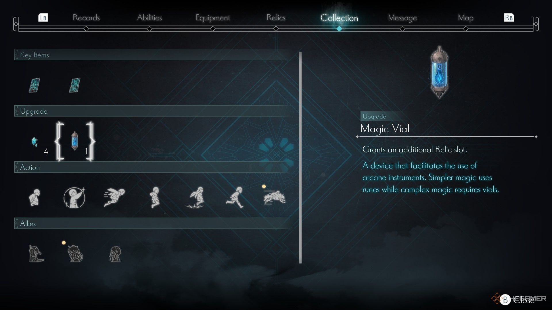 The image shows the description of Magic Vial in Lilac's Collection in Ender Magnolia: Bloom In The Mist.