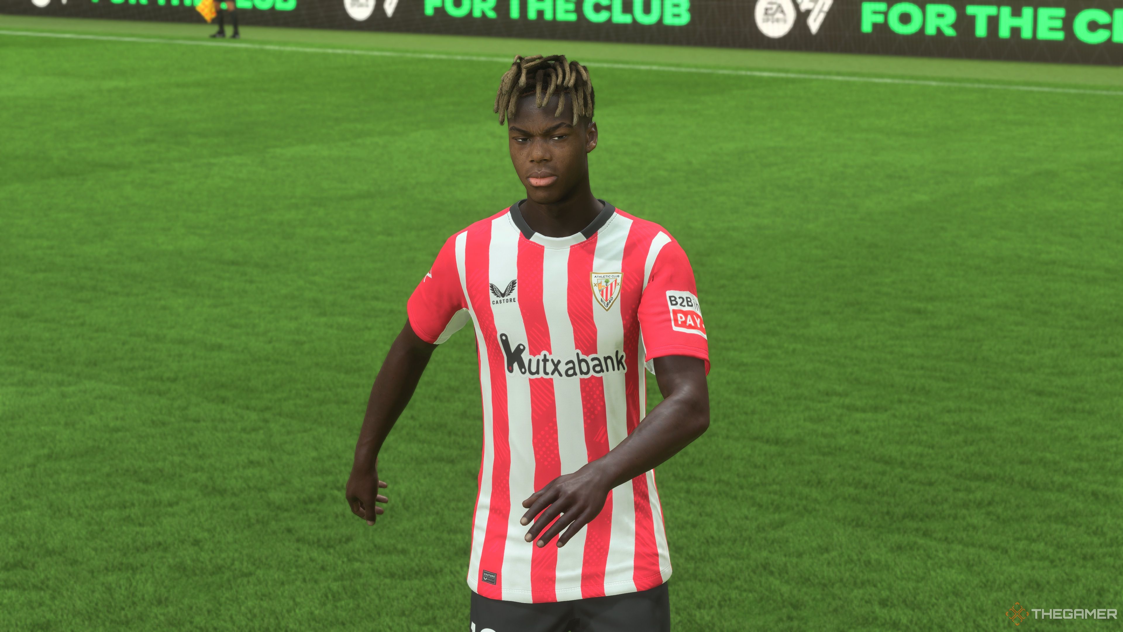 Nico Williams walking on the pitch in EA Sports FC 25.