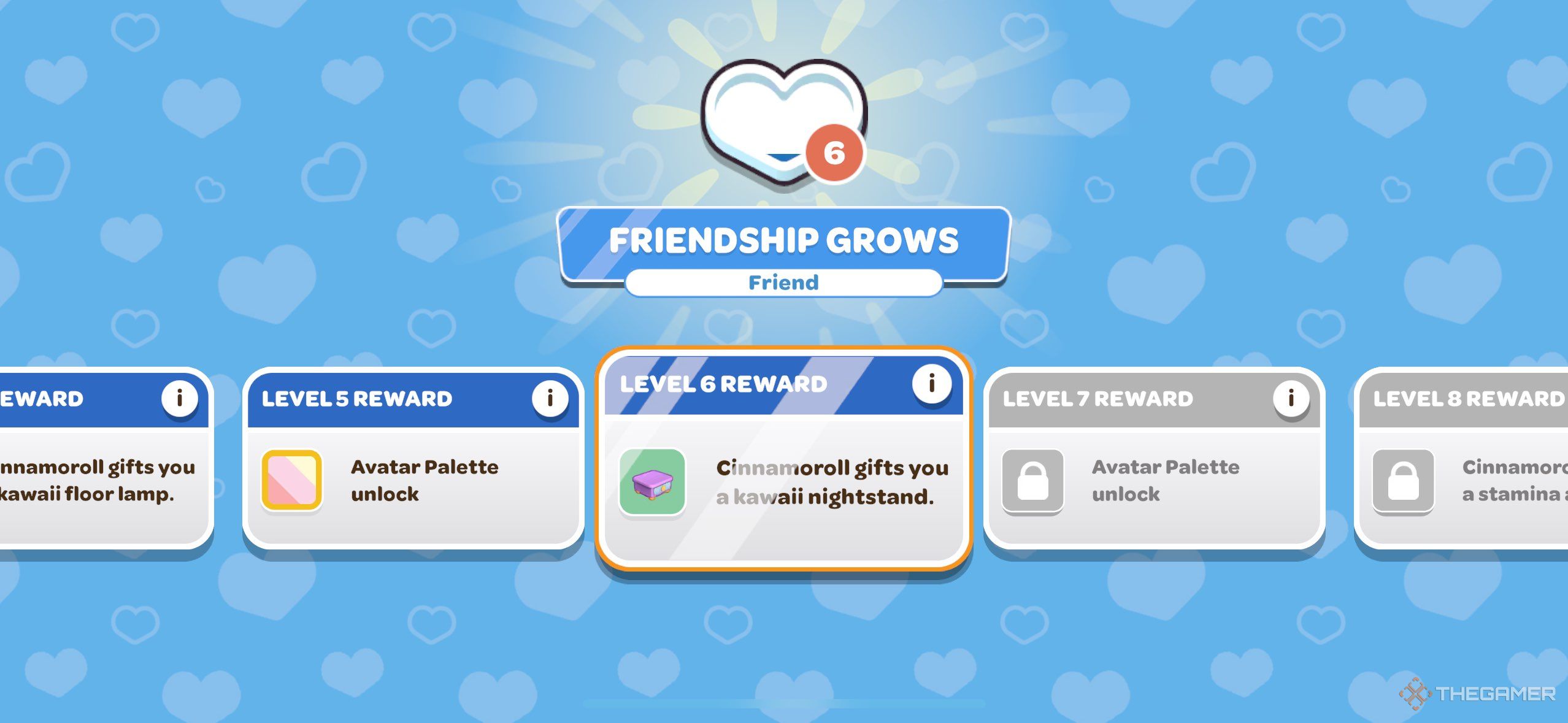 A player recieving a friendship reward from Cinnamoroll in Hello Kitty Island Adventure.