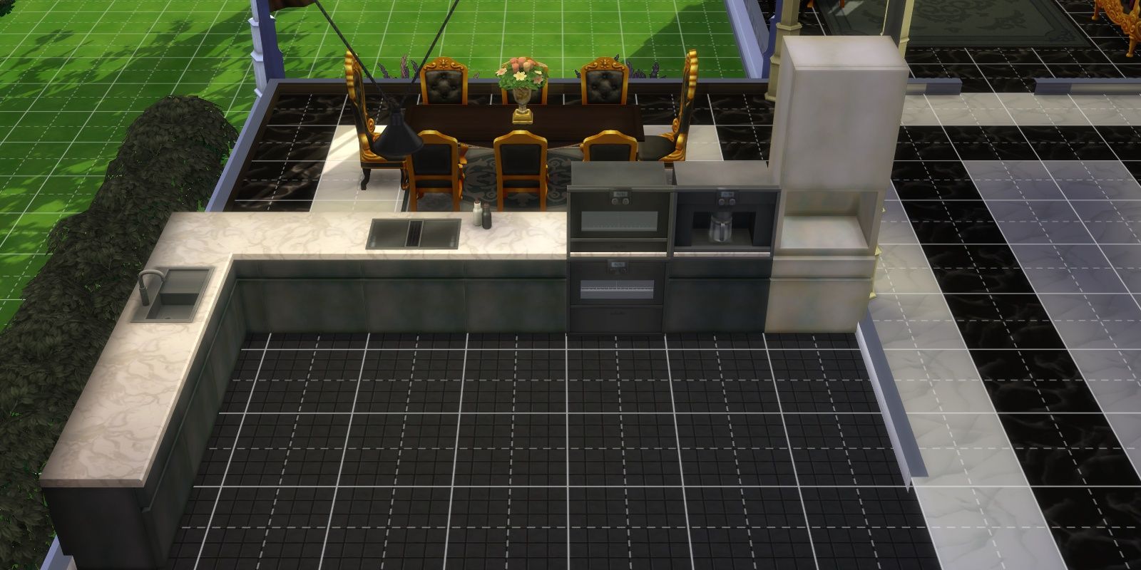 Image of a half finished kitchen using furniture in Harrie's Octave - Part One mod for The Sims 4.