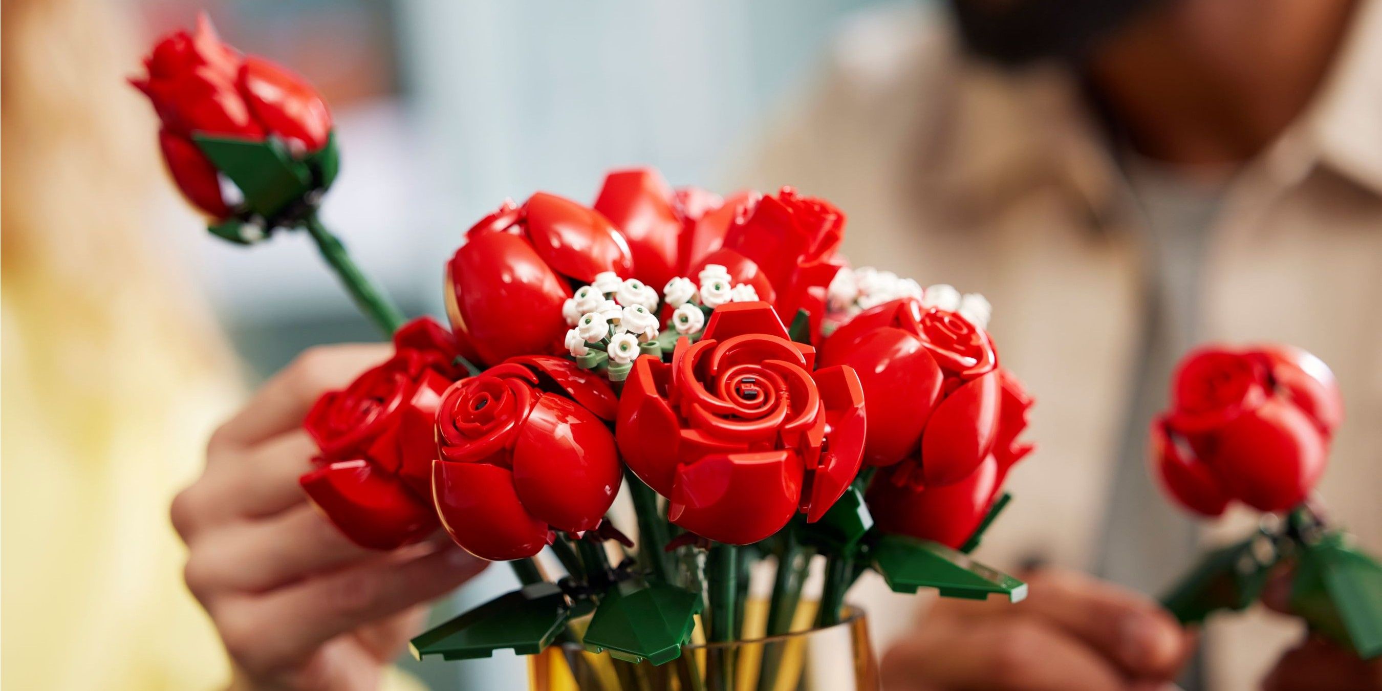 A bouquet of LEGO artificial roses