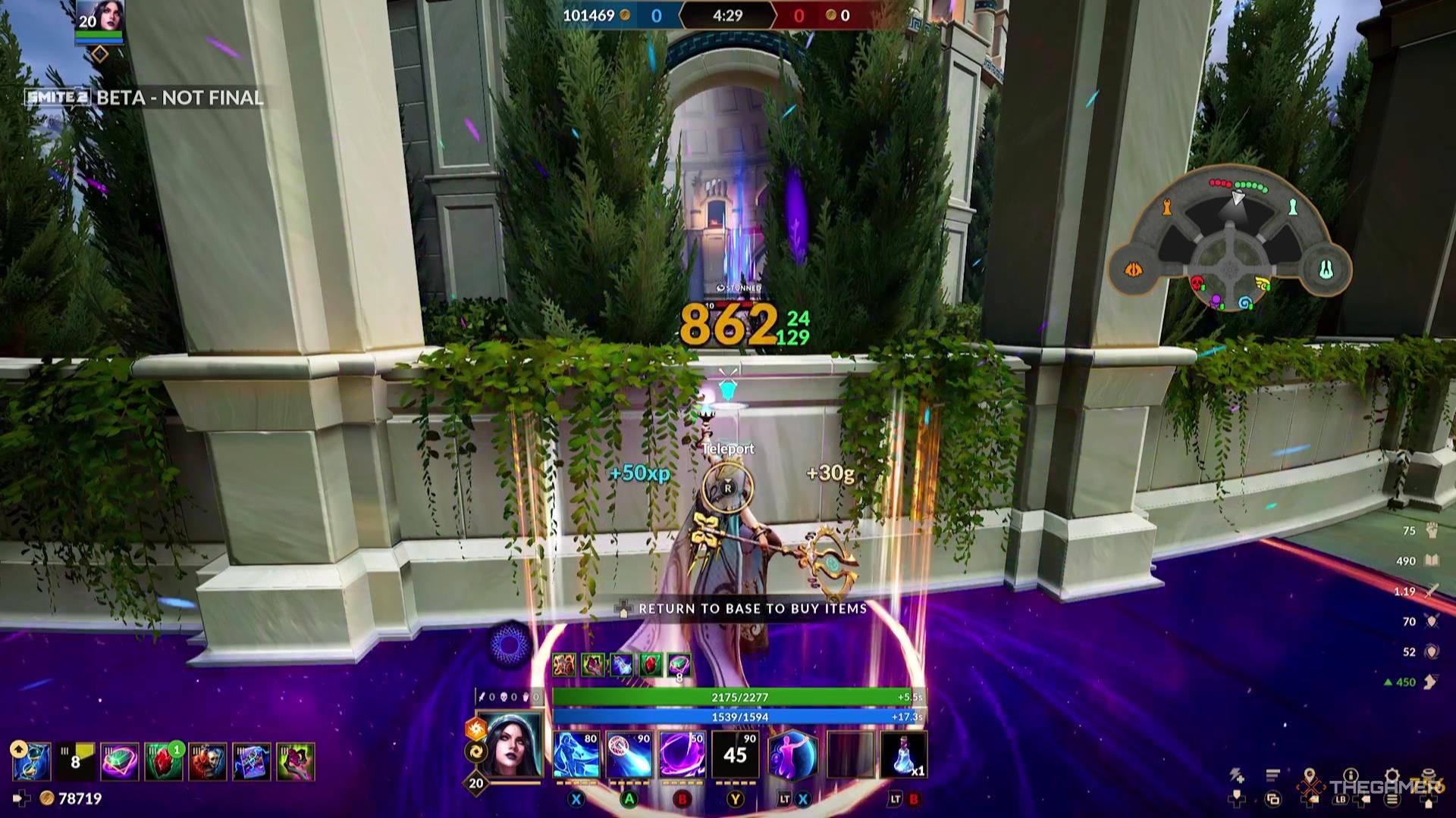 Hecate uses her Open The Gates ability to create a portal on the other side of a wall in Smite 2.