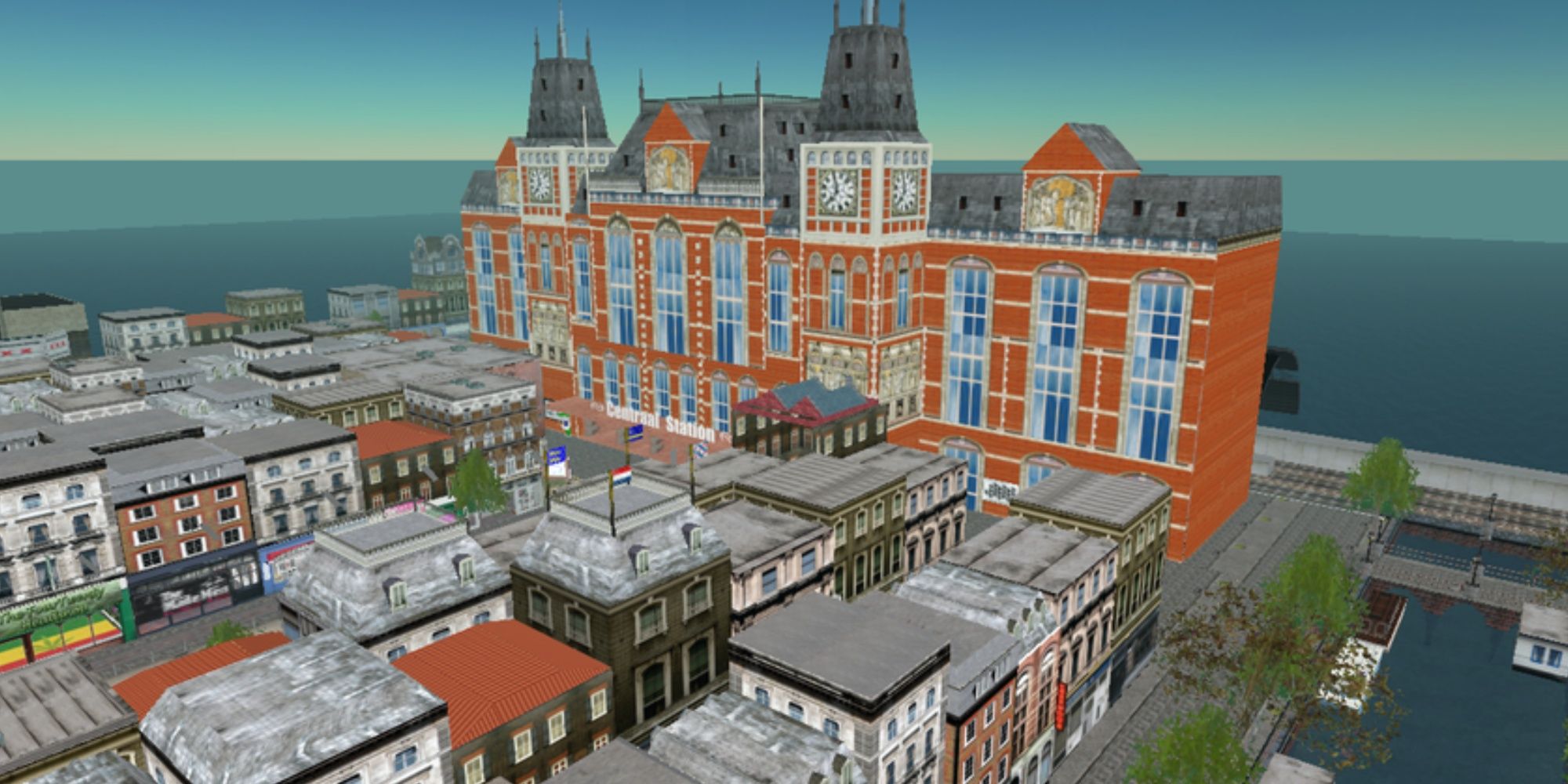 High Angle Shot Of Amsterdam In Second Life.