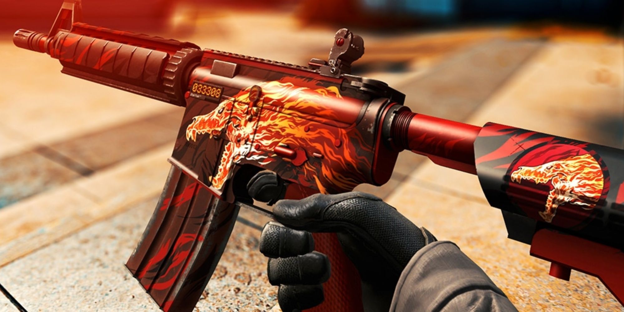 Image of a player Holding The Howl Skin M4A4 from Counter-Strike: Global Offensive. 