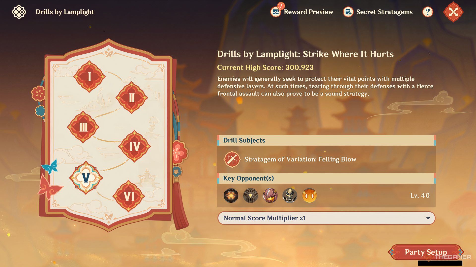 Drills by Lamplight overview screen in Genshin Impact.