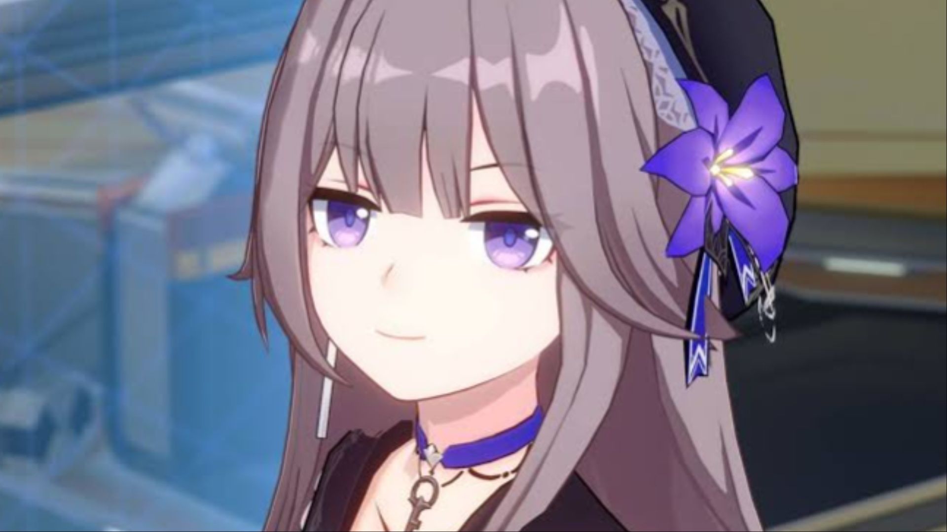 Herta smiling at the camera in Honkai: Star Rail