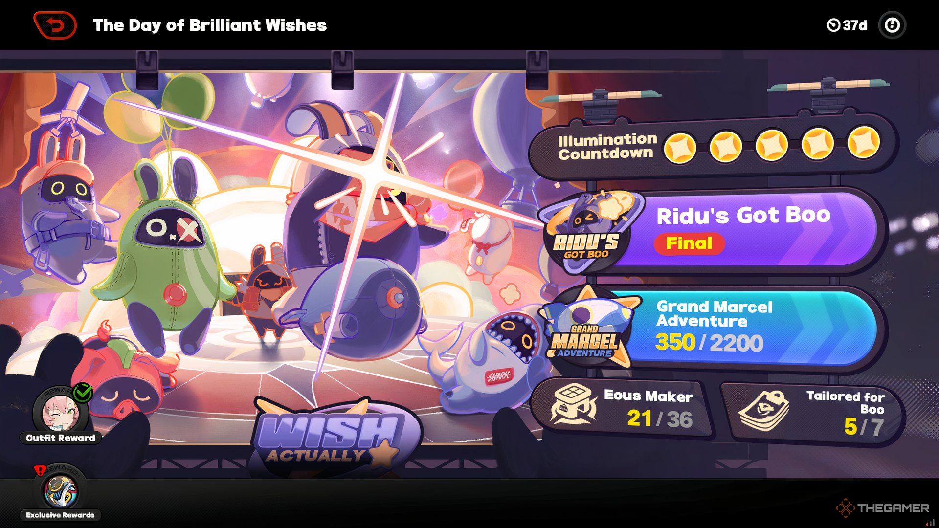 The Day of Brilliant Wishes main display screen in Zenless Zone Zero.